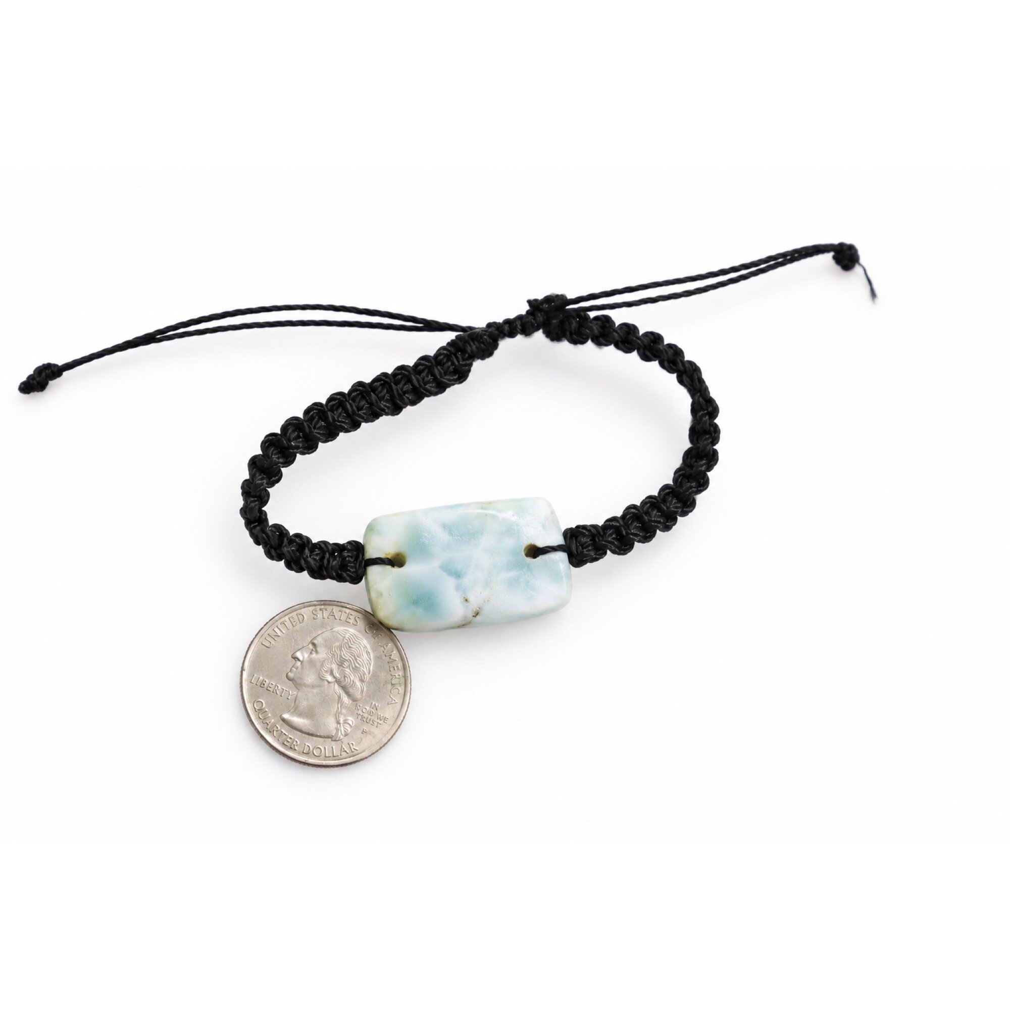 Expertly crafted light blue Dominican Larimar macrame bracelet 29mm – photo 3