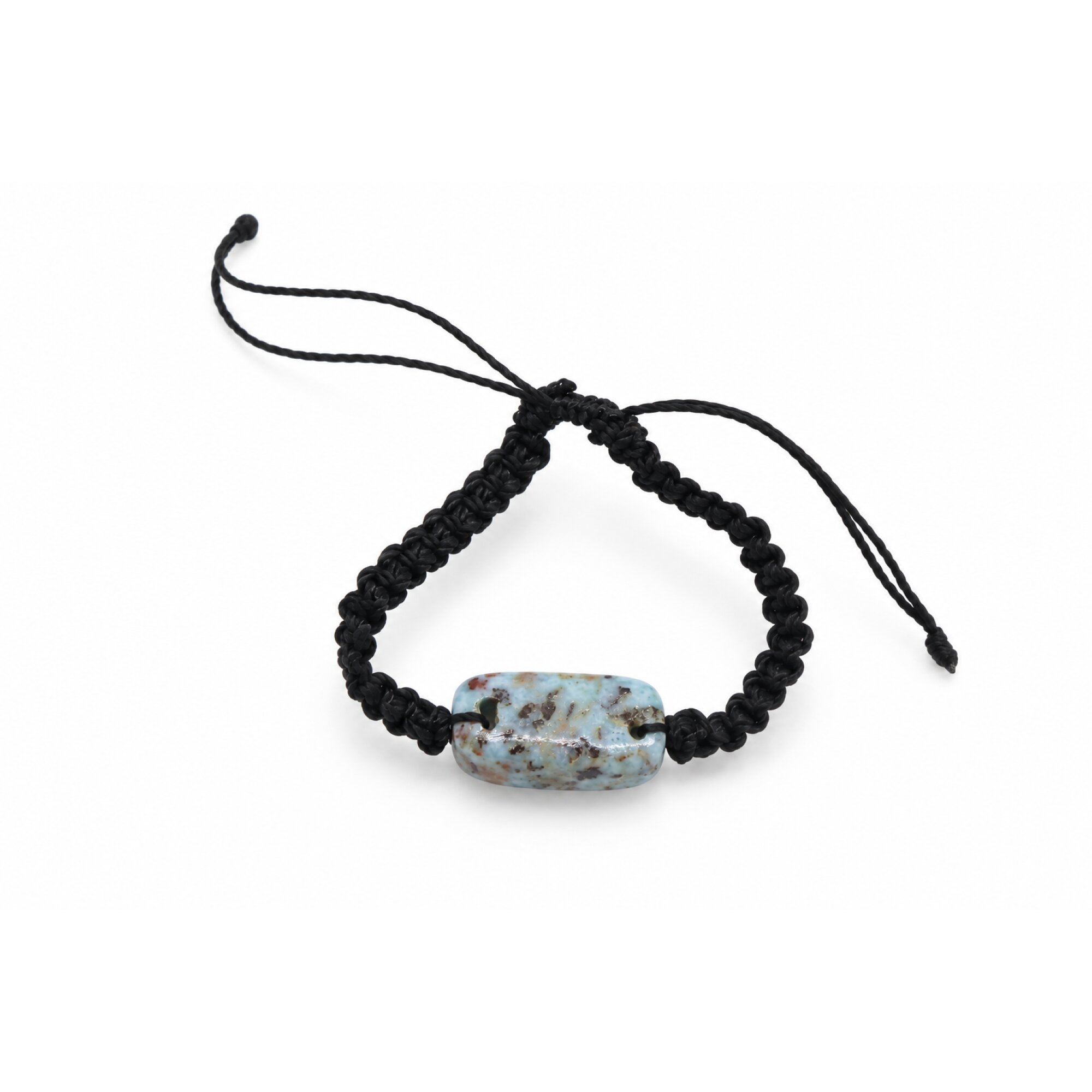Artisan made red blue Dominican Larimar macrame bracelet 25mm – photo 3