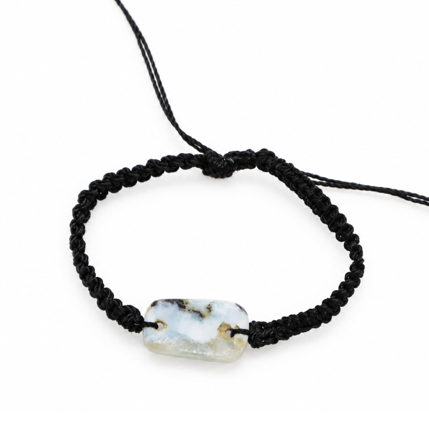 Handmade light blue Dominican Larimar macrame bracelet 20mm