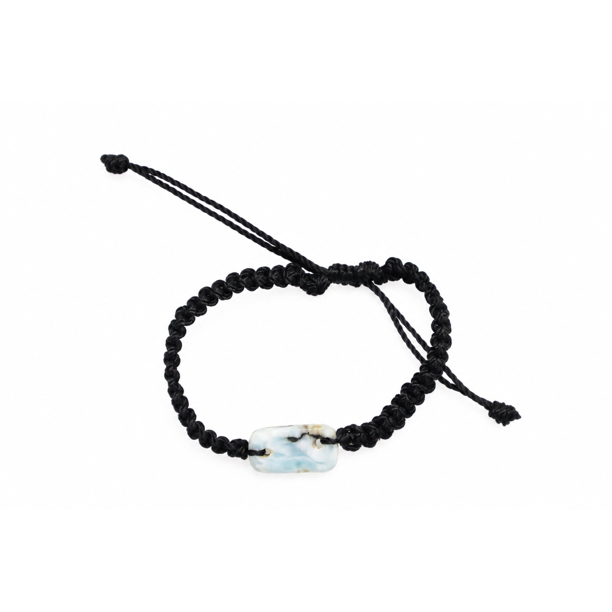 Handmade light blue Dominican Larimar macrame bracelet 20mm – photo 2