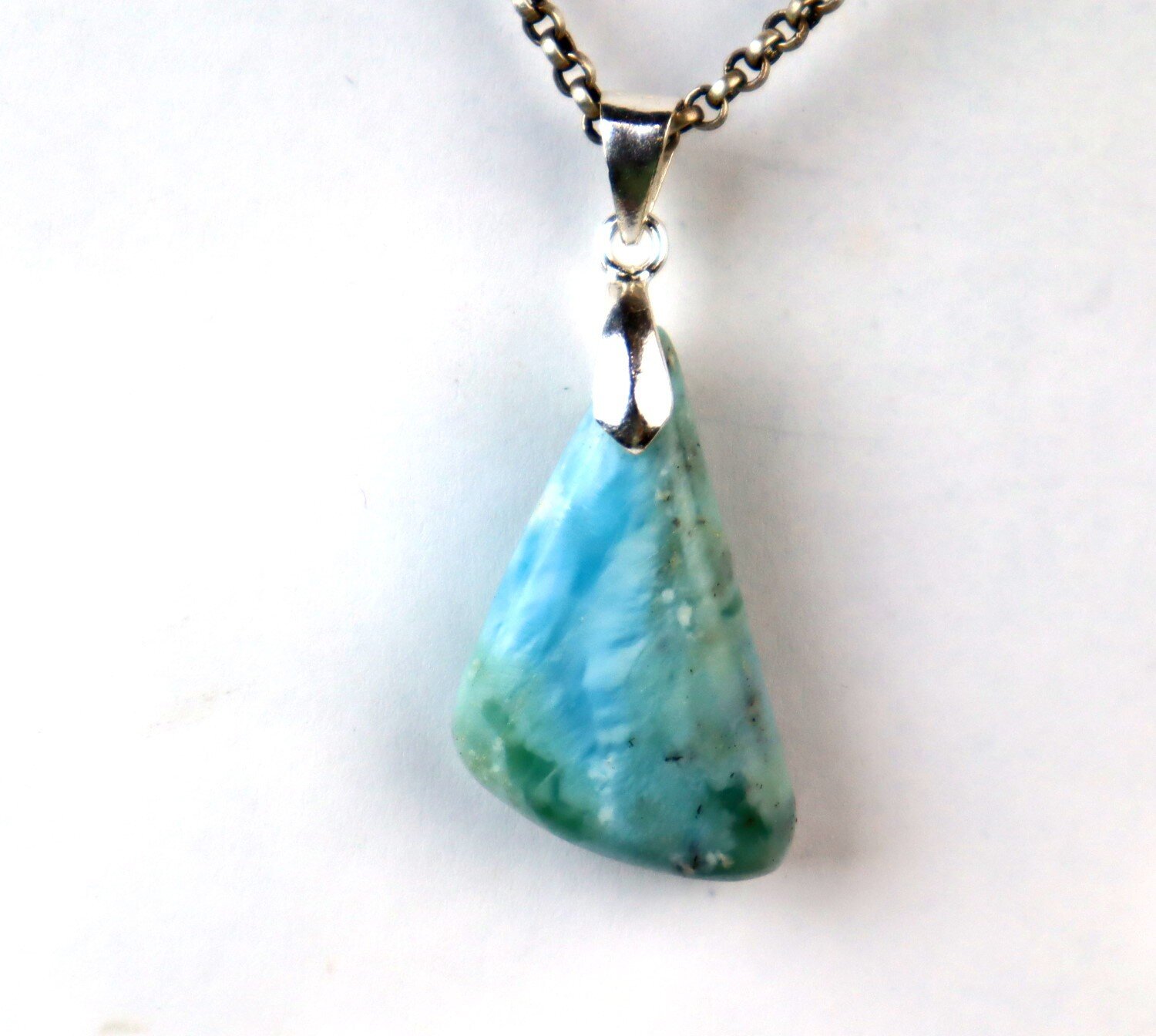 Impressive Natural Ocean Blue Larimar .925 Sterling Silver Pendant 46mm – photo 10