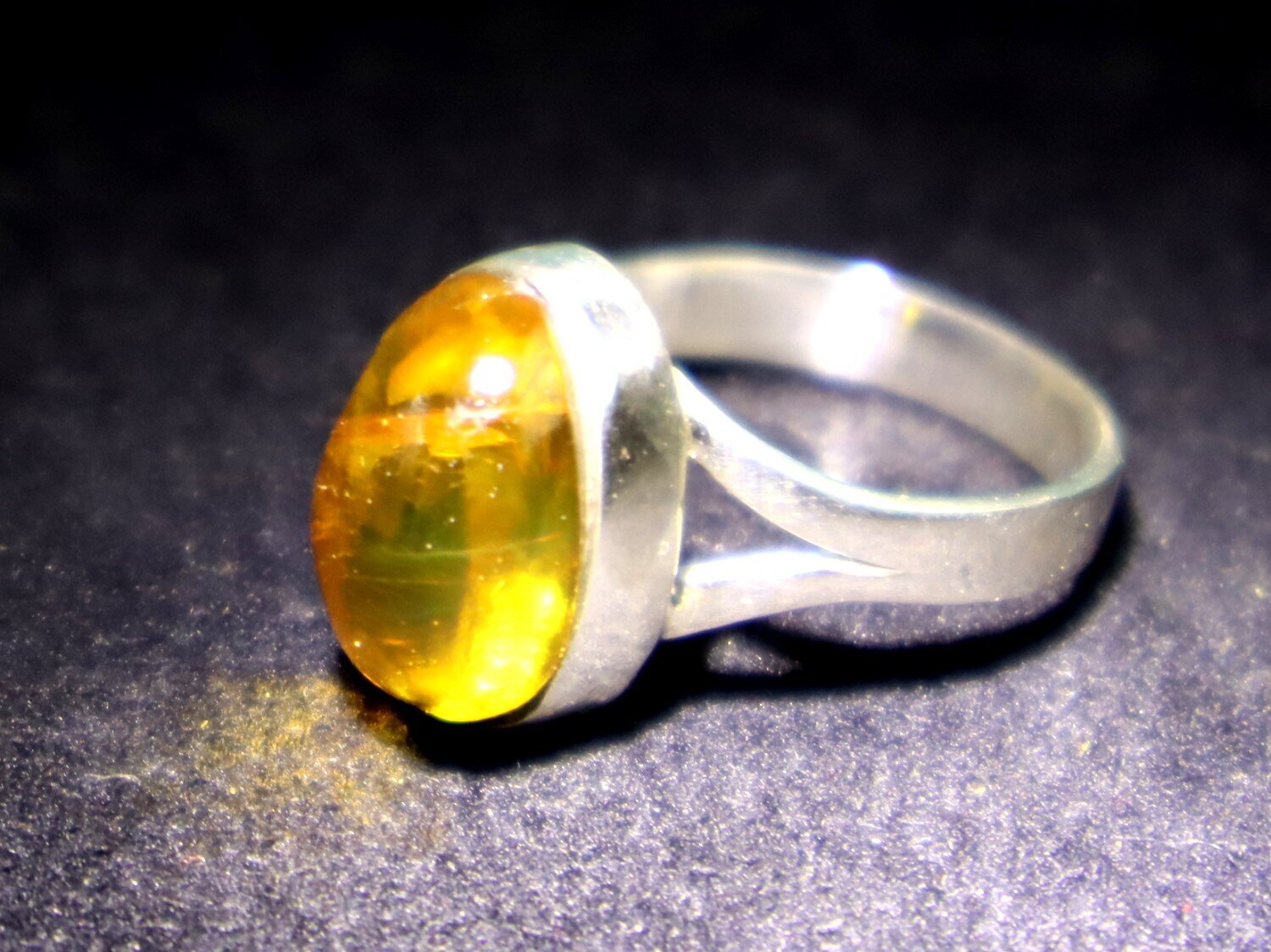 Beautiful Natural Clear Light Orange Amber .925 Sterling Silver Ring #6 – photo 5