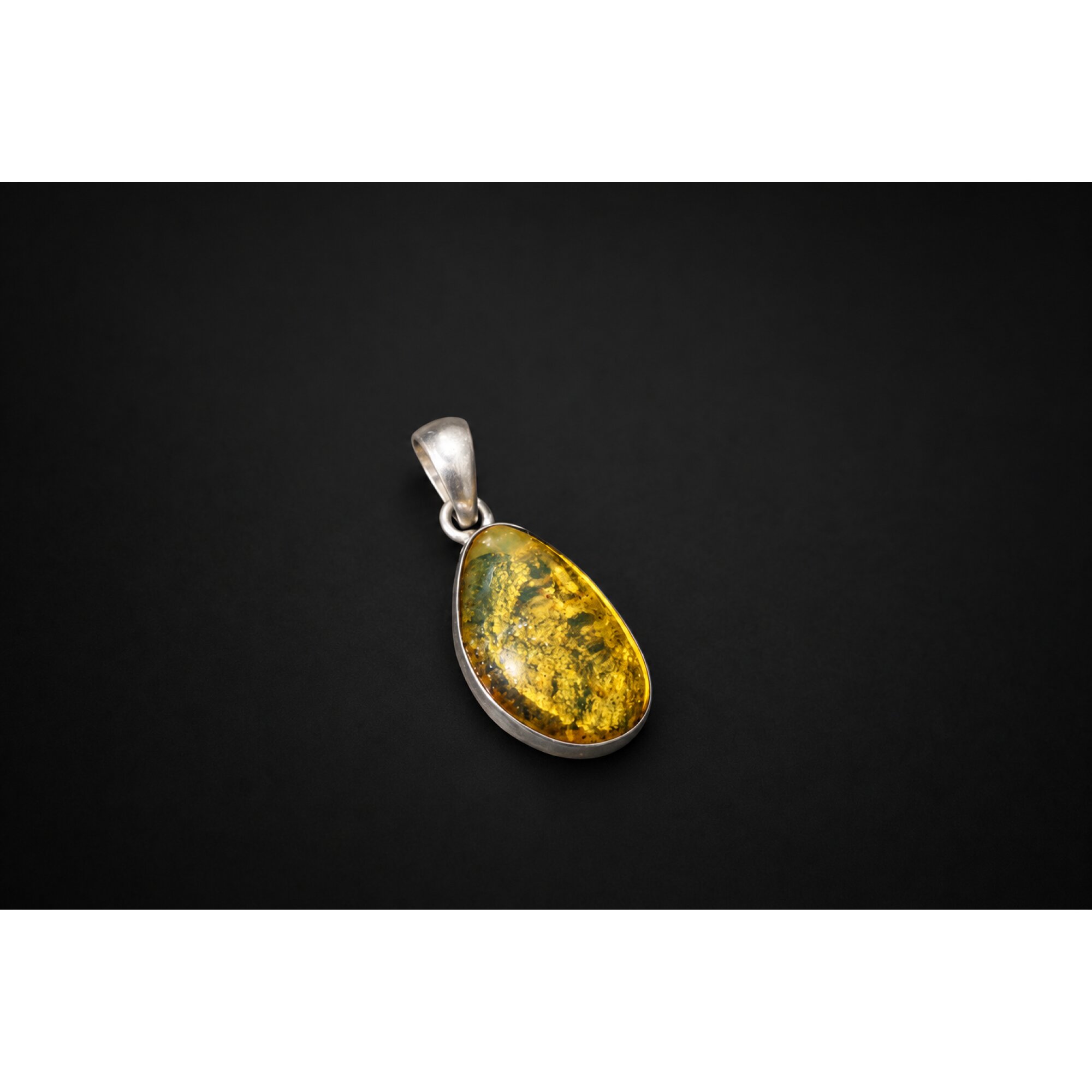Handmade dark yellow Dominican amber sterling silver pendant 27mm – photo 2