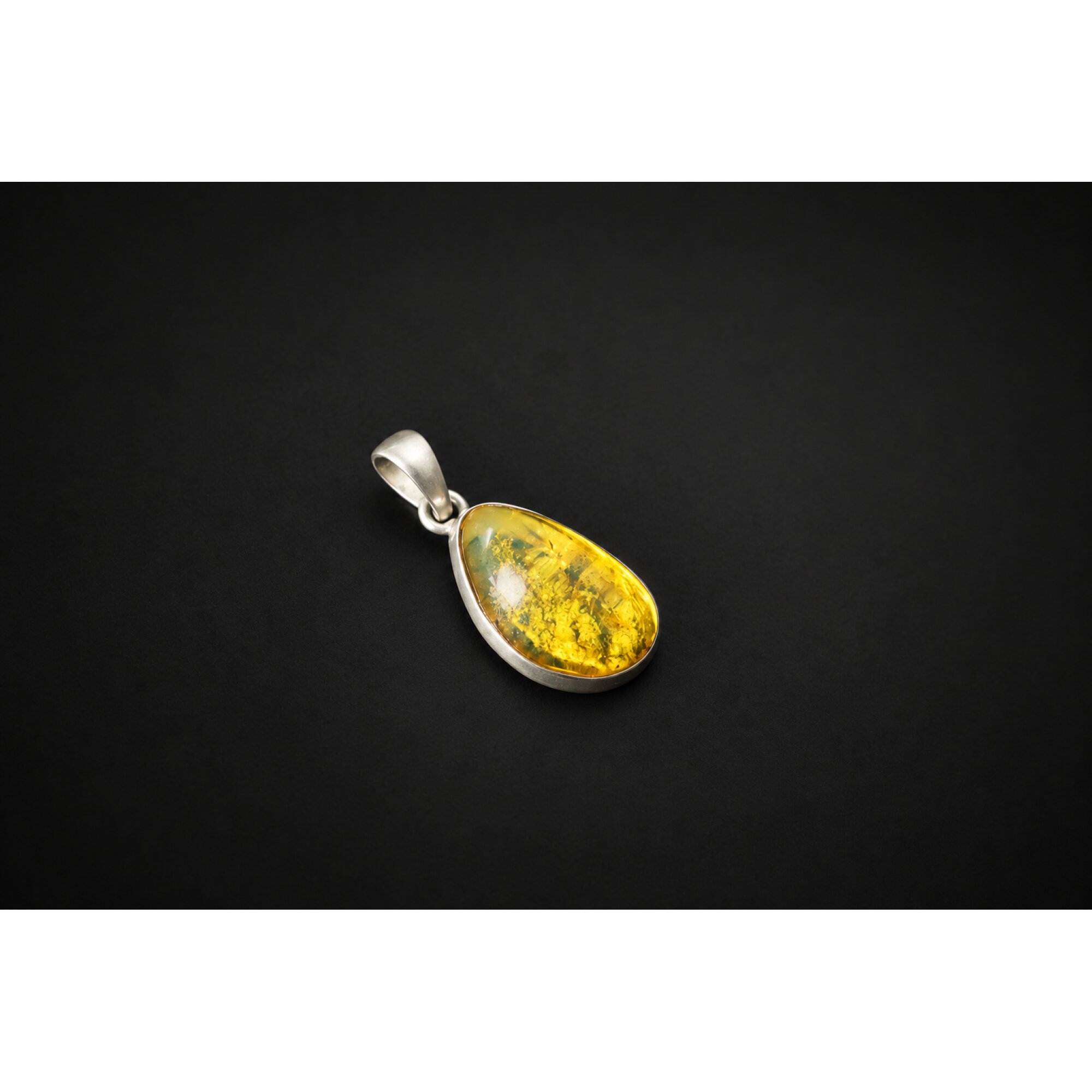 Handmade dark yellow Dominican amber sterling silver pendant 27mm – photo 5