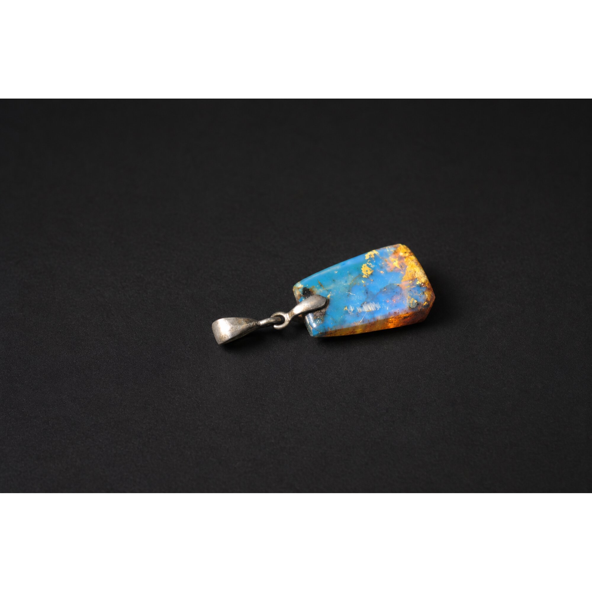Hand finished royal blue Dominican amber sterling silver pendant 24mm – photo 6