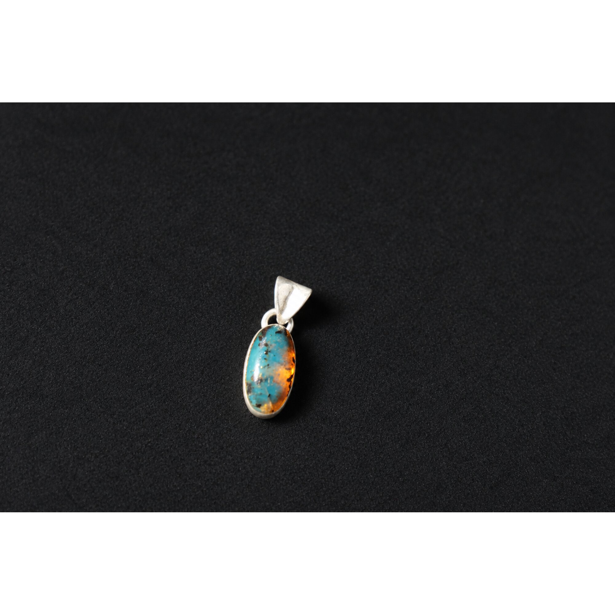 Individually crafted deep blue Dominican amber sterling silver pendant 23mm – photo 2