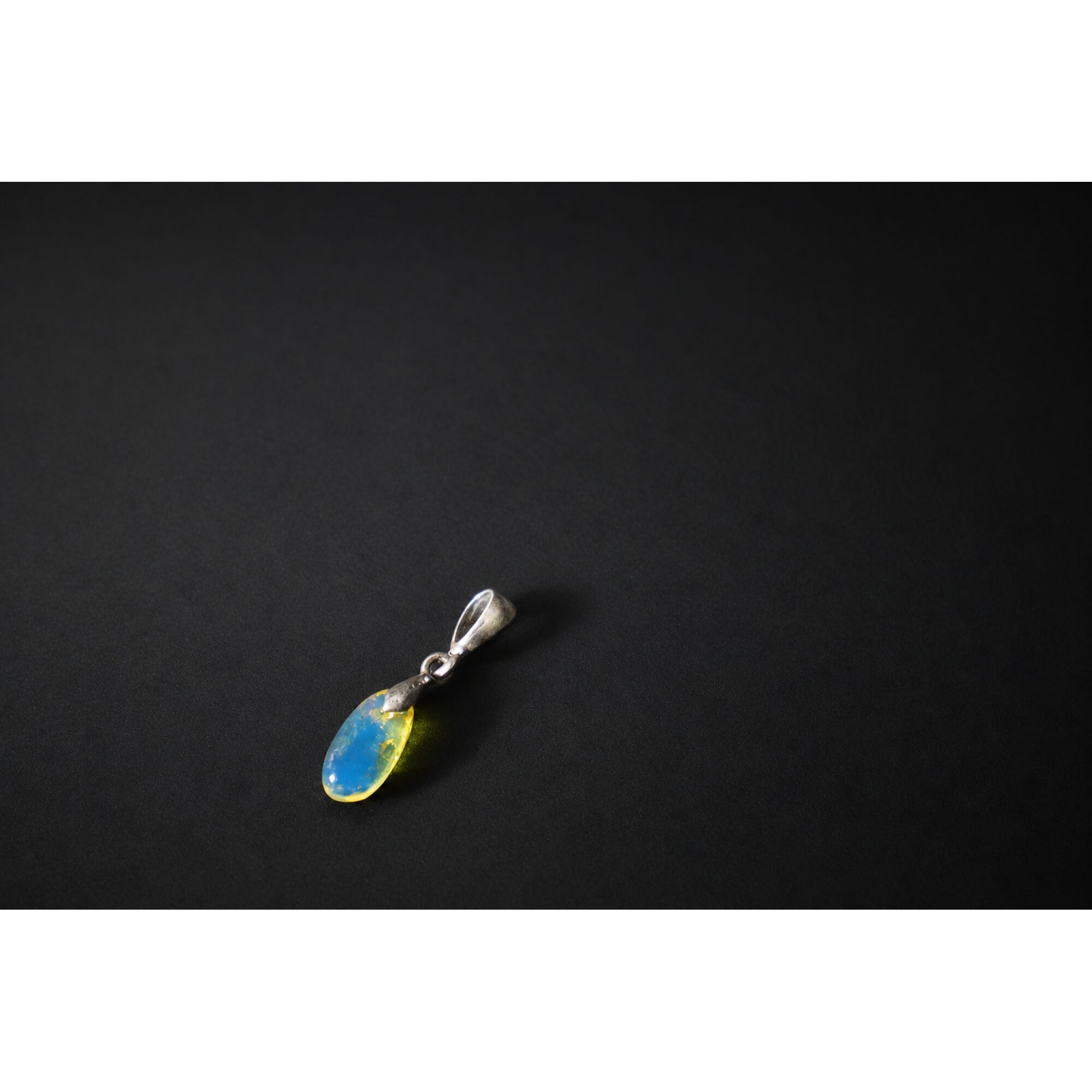 Artisan crafted sky blue Dominican amber sterling silver pendant 25mm – photo 7
