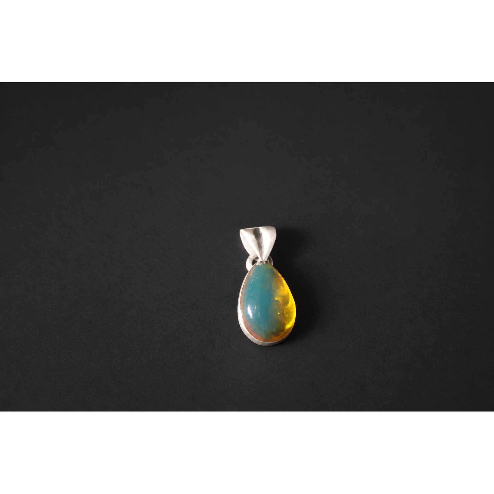 Master crafted sky blue Dominican amber sterling silver pendant 24mm – photo 2