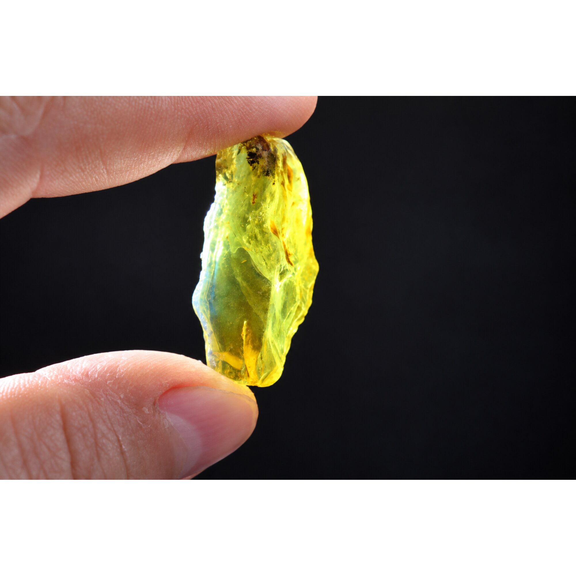 Naturally formed orange blue rough specimen Dominican amber 38mm – photo 3