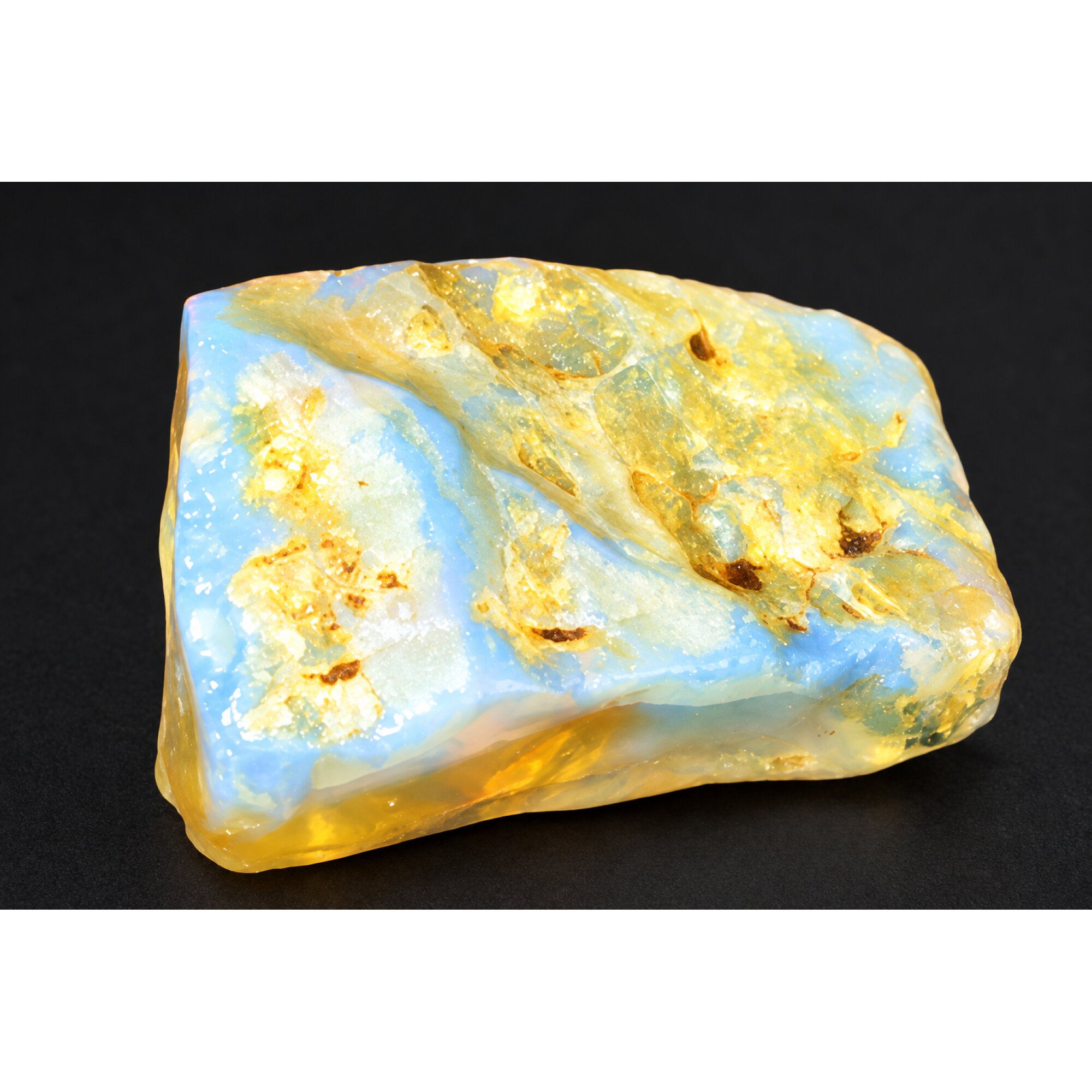 Naturally formed orange blue rough specimen Dominican amber 38mm – photo 8