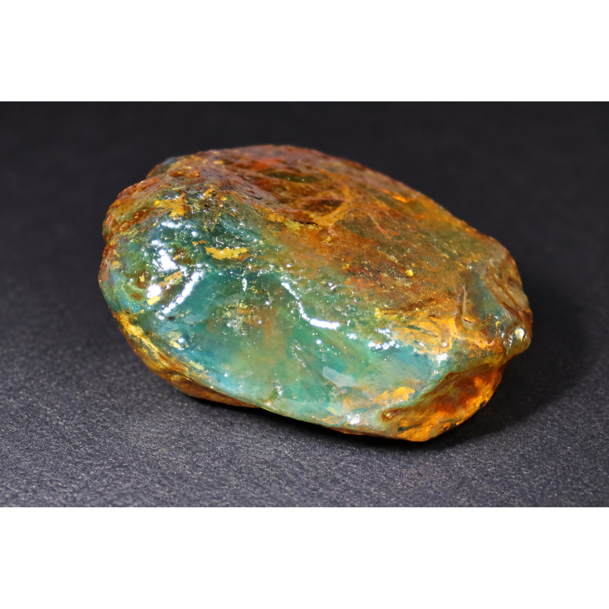 Real orange blue rough specimen Dominican amber 44mm – photo 12