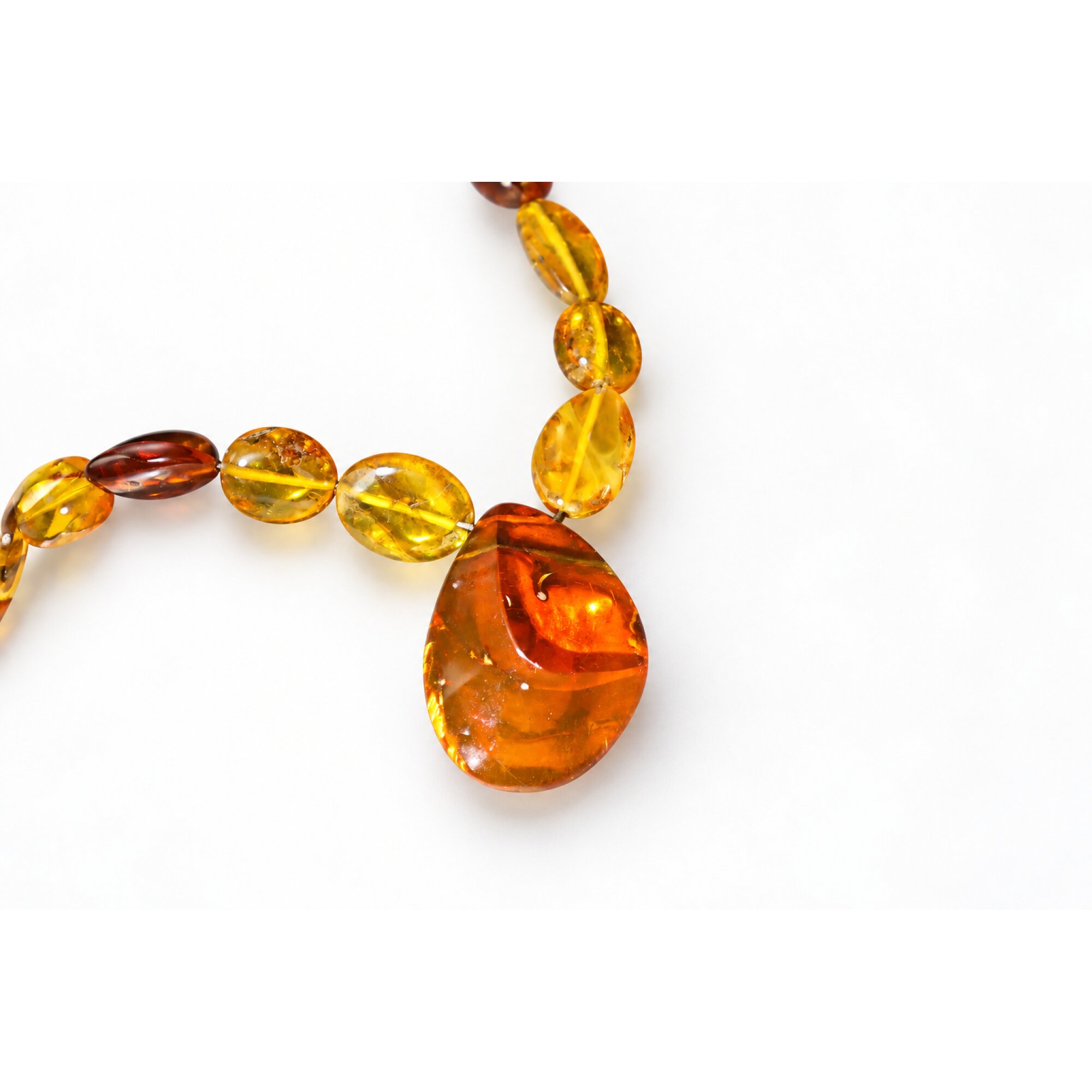 Skilled craftsmanship orange red Dominican amber sterling silver necklace 19.7in – photo 11