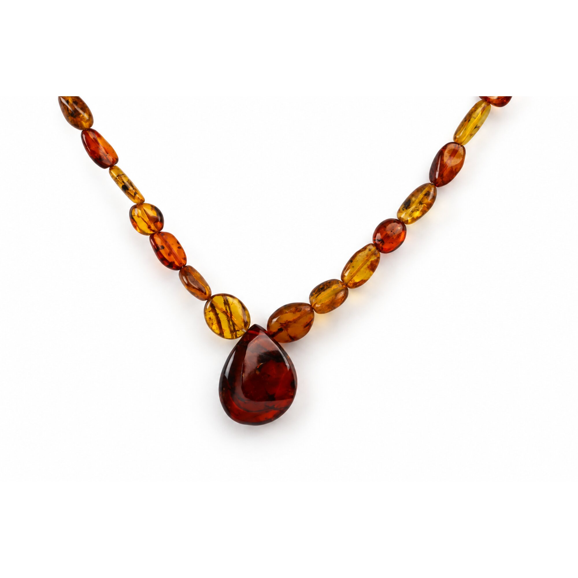 Skilled craftsmanship orange red Dominican amber sterling silver necklace 19.7in – photo 14