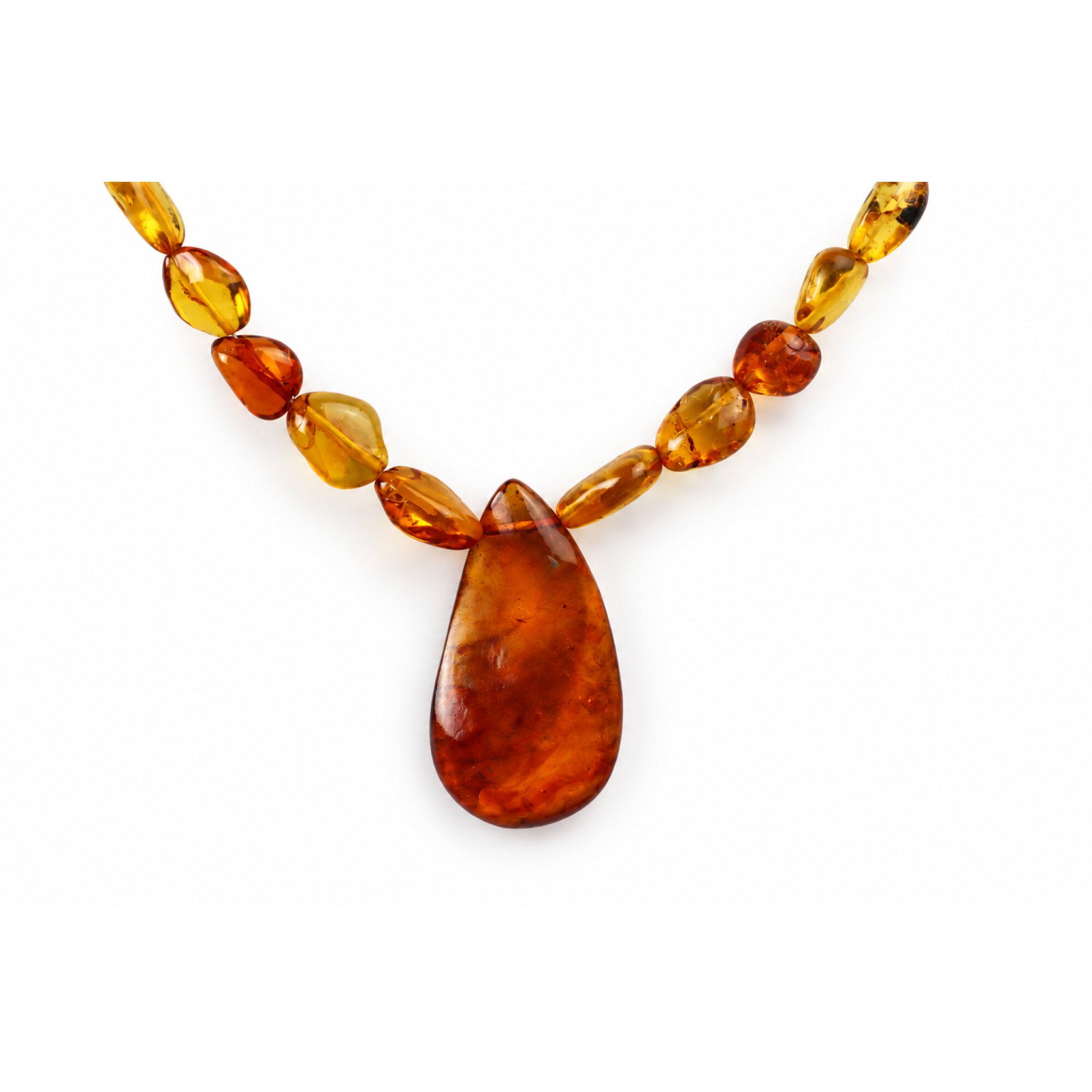 Skilled craftsmanship orange red Dominican amber sterling silver necklace 18.9in – photo 14
