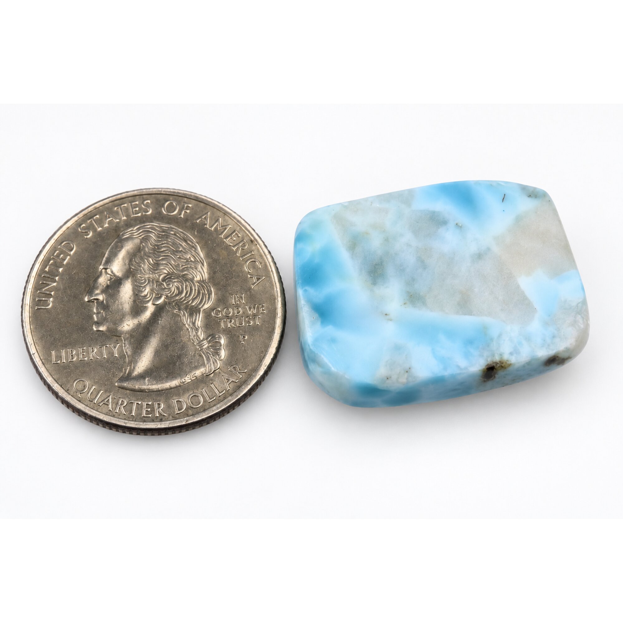 Genuine sky blue Dominican Larimar cabochon 25mm – photo 2