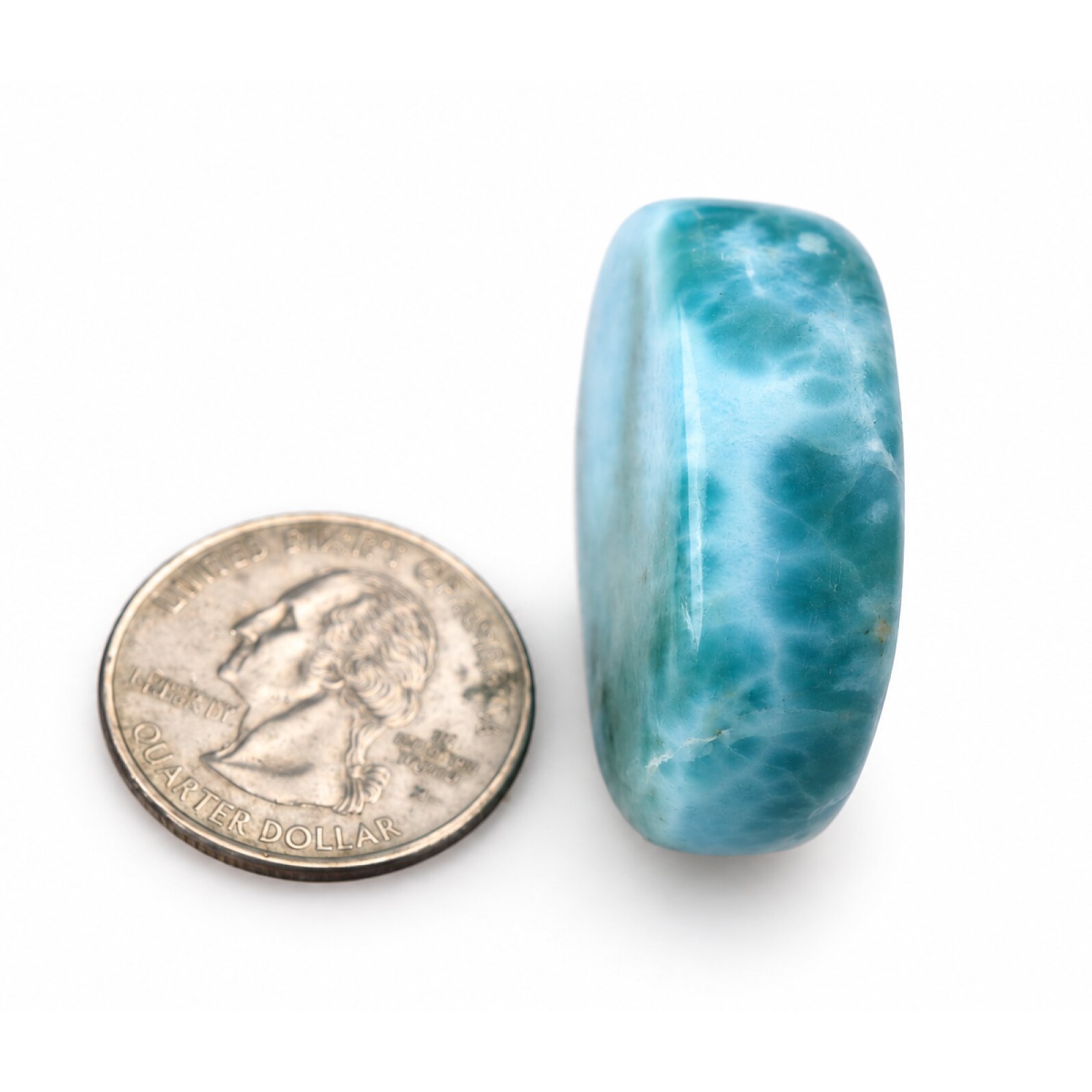 Genuine ocean green blue polished Dominican Larimar 43mm