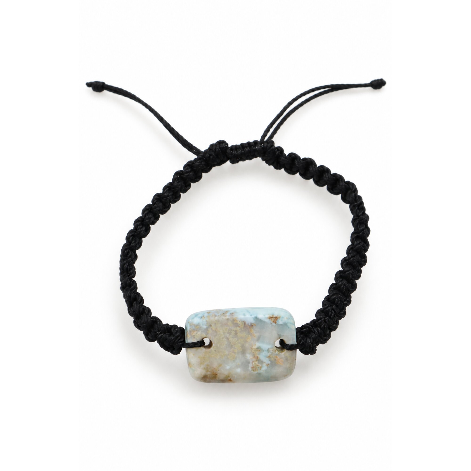 Artisan made cafe blue Dominican Larimar macrame bracelet 24mm