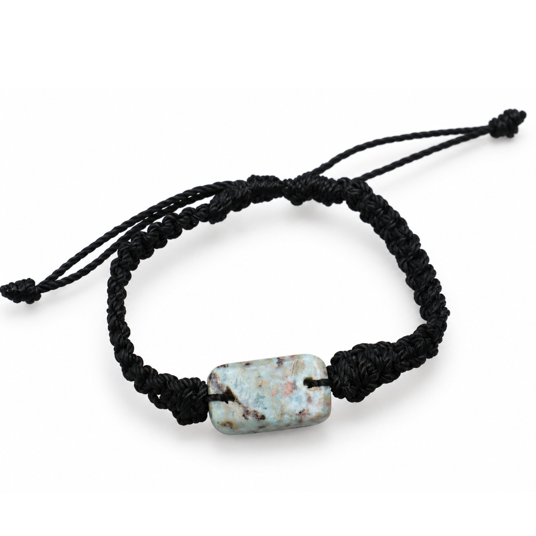 Carefully handmade cafe blue Dominican Larimar macrame bracelet 22mm
