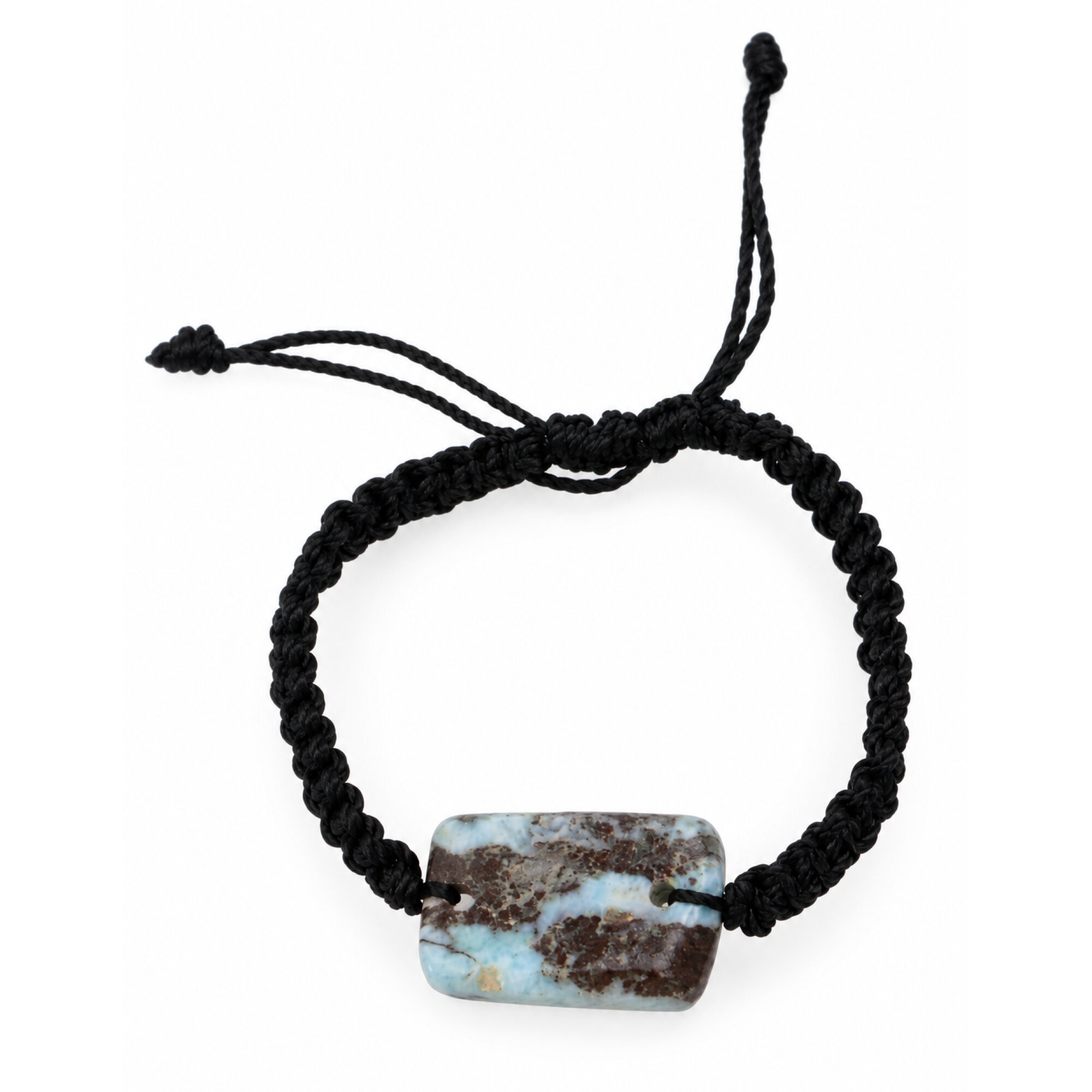 Carefully handmade red blue Dominican Larimar macrame bracelet 25mm
