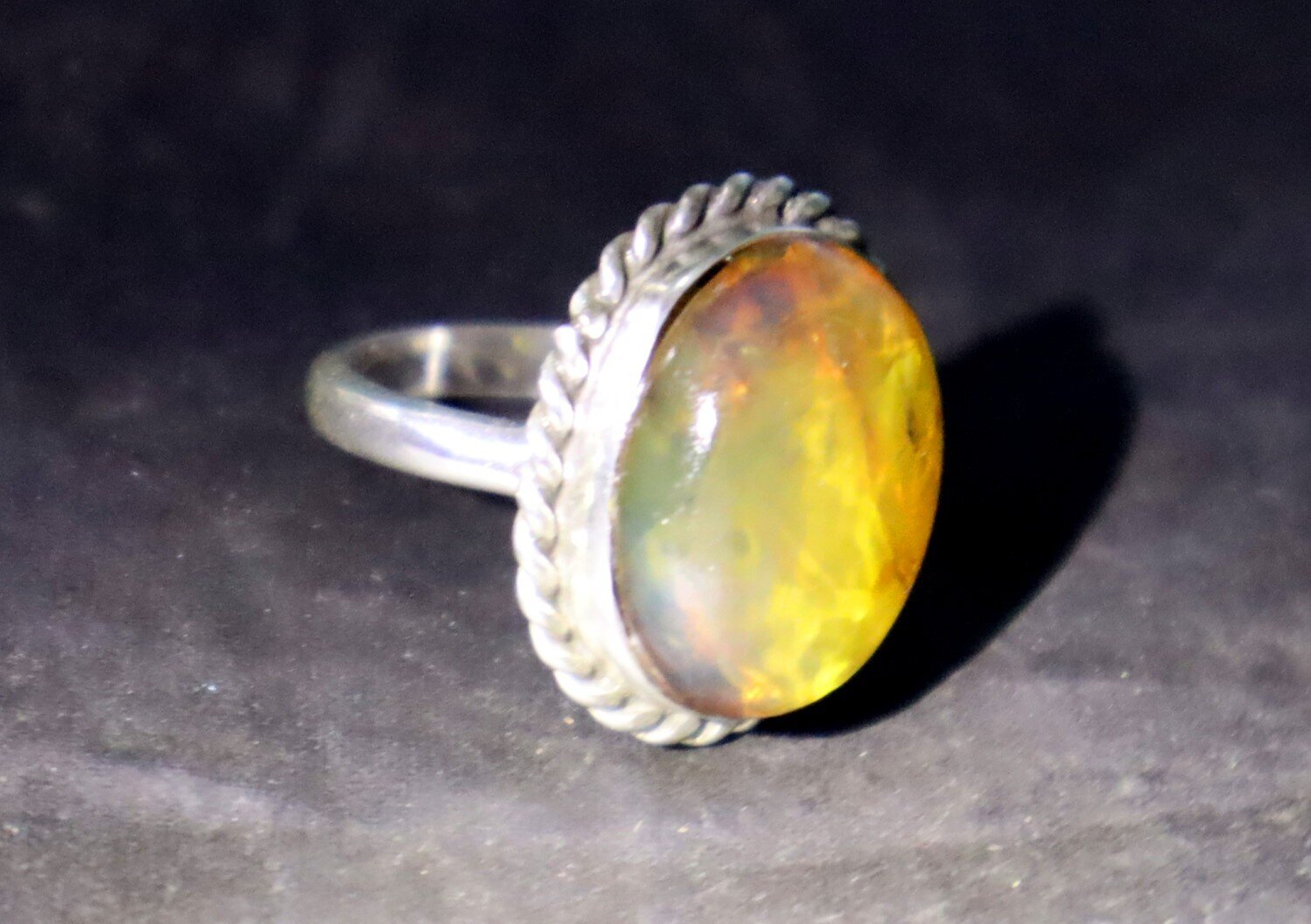 Exquisite Natural Clear Light Blue Amber .925 Sterling Silver Ring #7 – photo 6