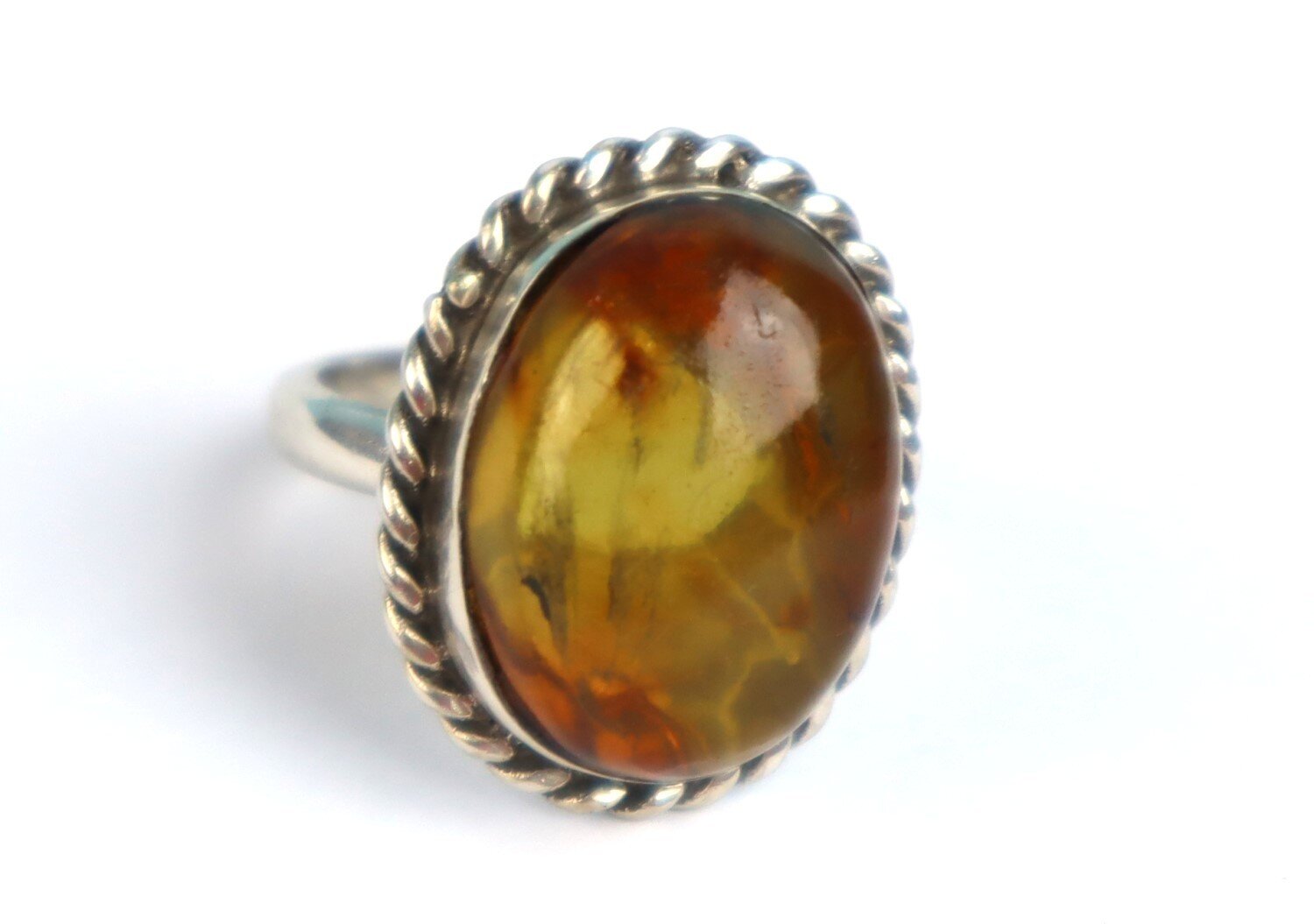 Exquisite Natural Clear Light Blue Amber .925 Sterling Silver Ring #7 – photo 8