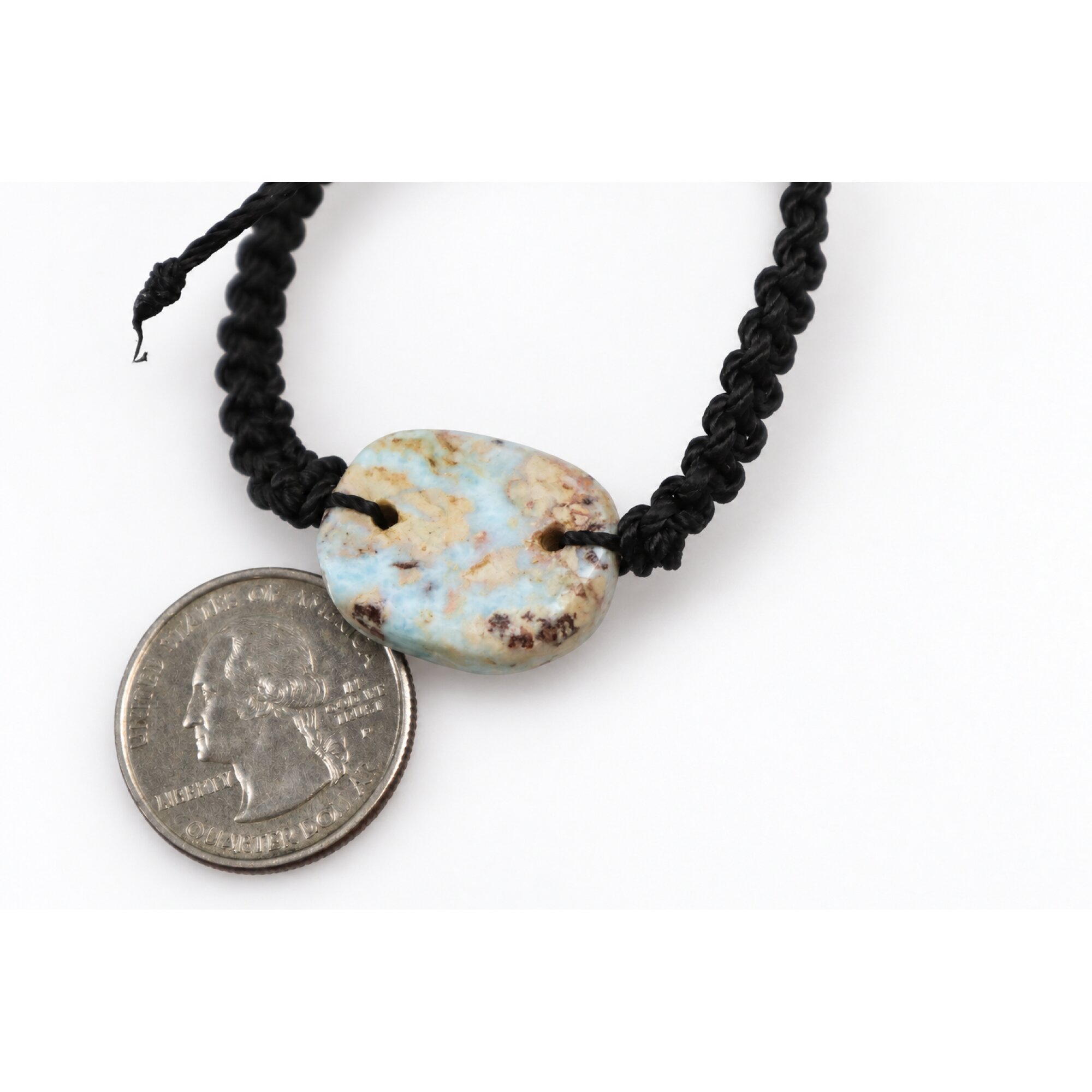 Natural cafe blue Dominican Larimar macrame 22mm – photo 3