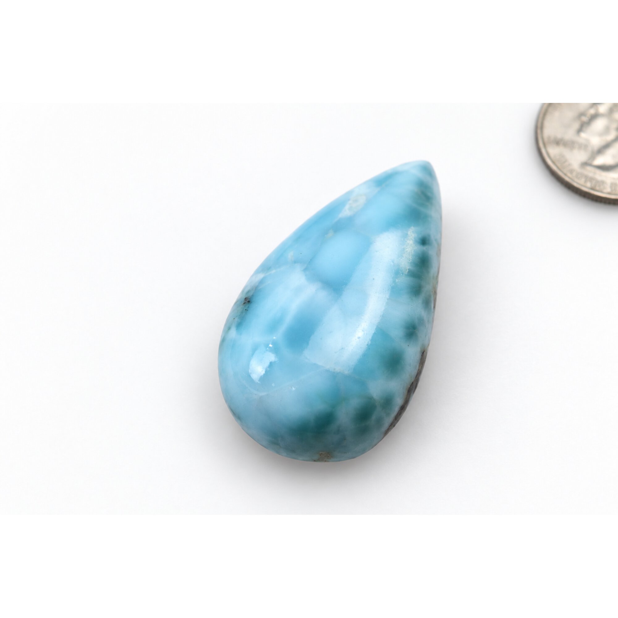 Genuine handcrafted sky blue Dominican Larimar cabochon 35mm – photo 4