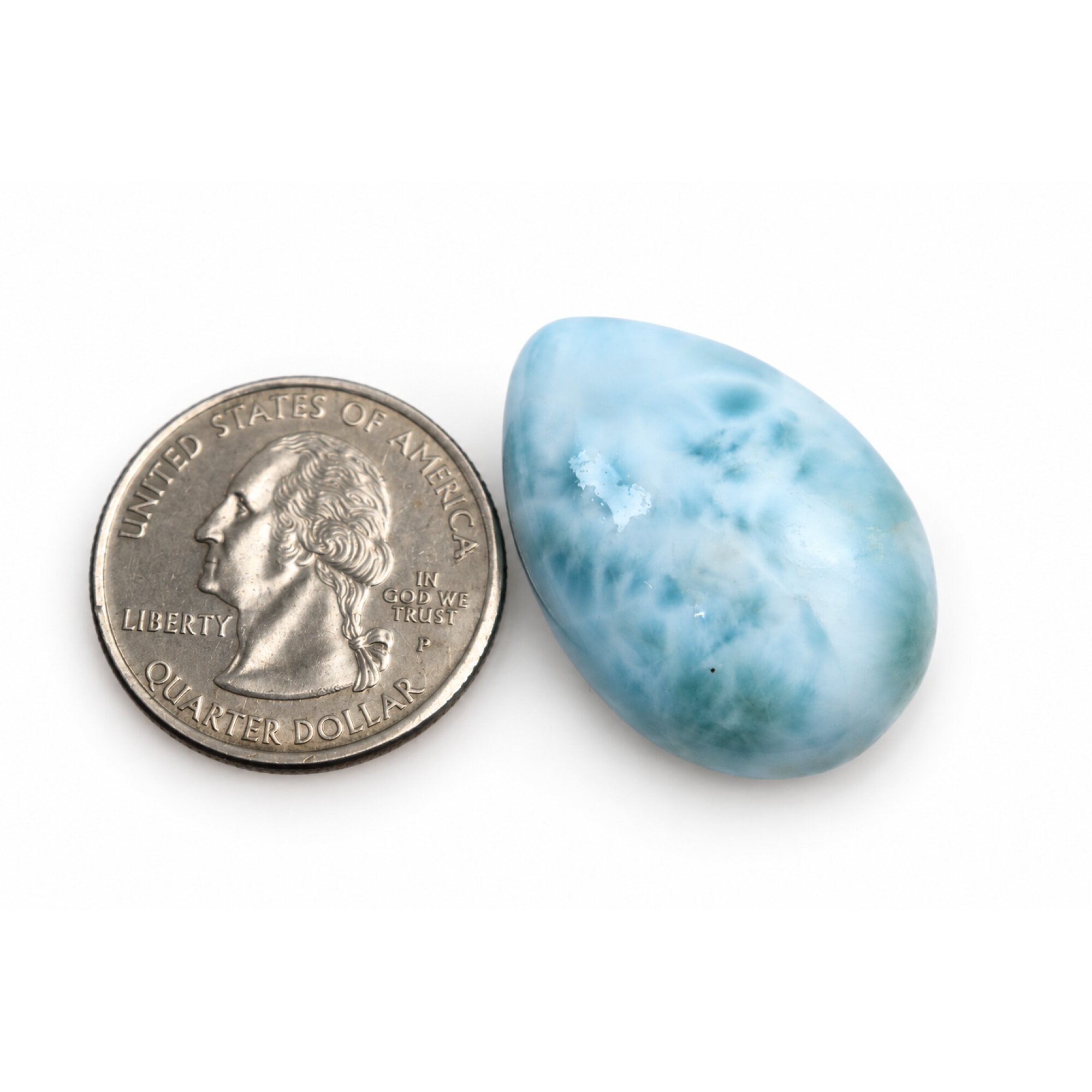 Authentic light blue Dominican Larimar cabochon 30mm – photo 6