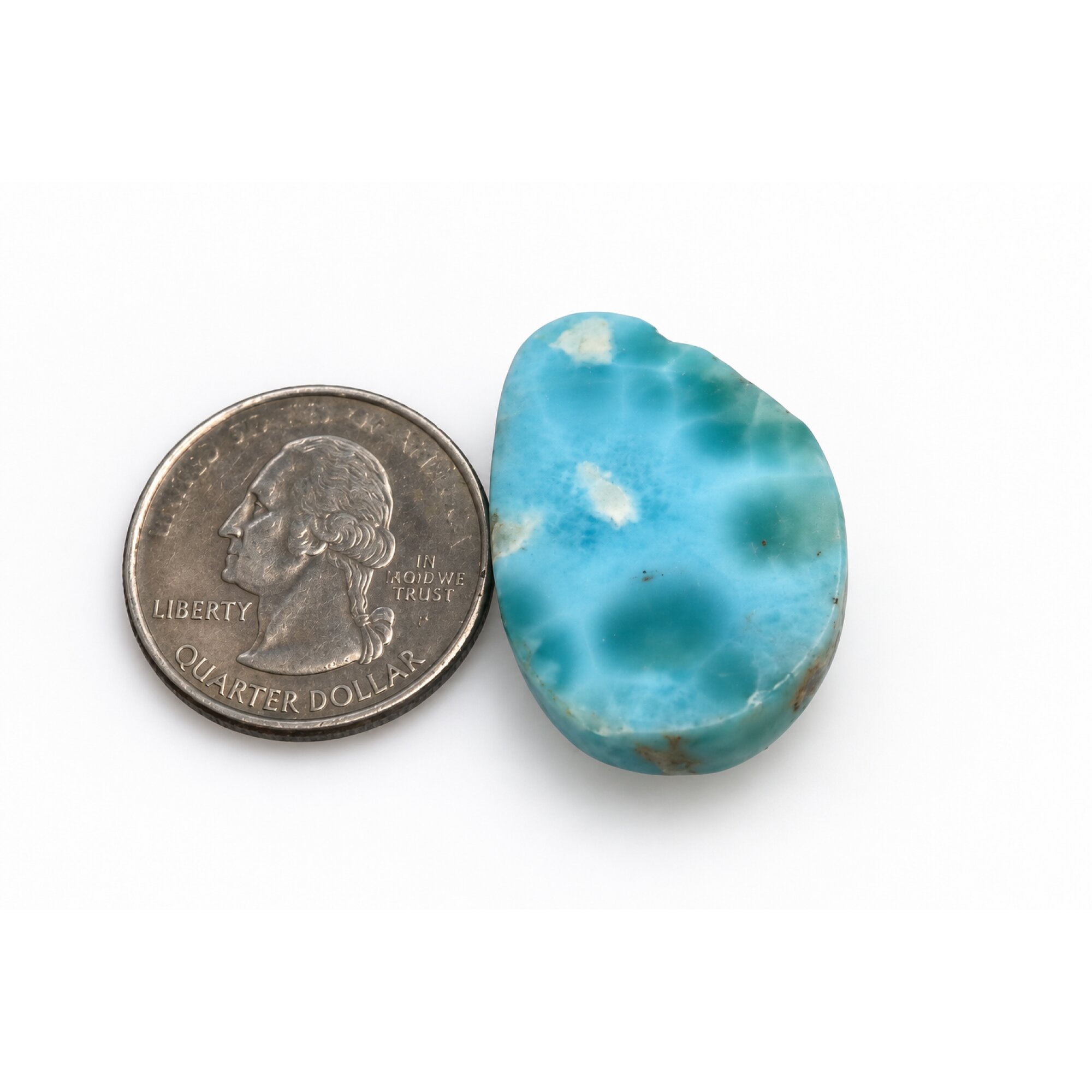 Authentic green blue Dominican Larimar cabochon 28mm – photo 3