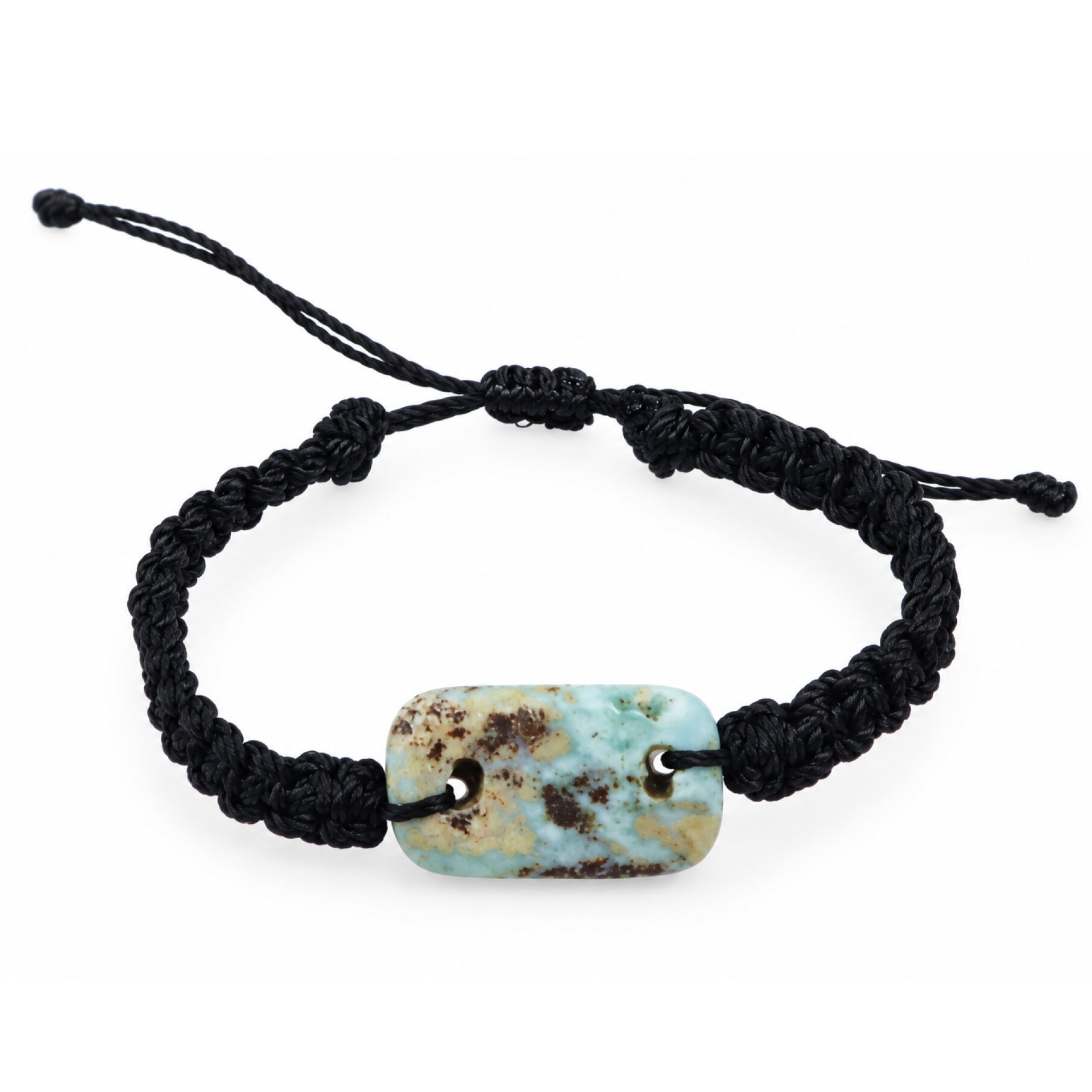 Real cafe blue Dominican Larimar macrame bracelet 22mm