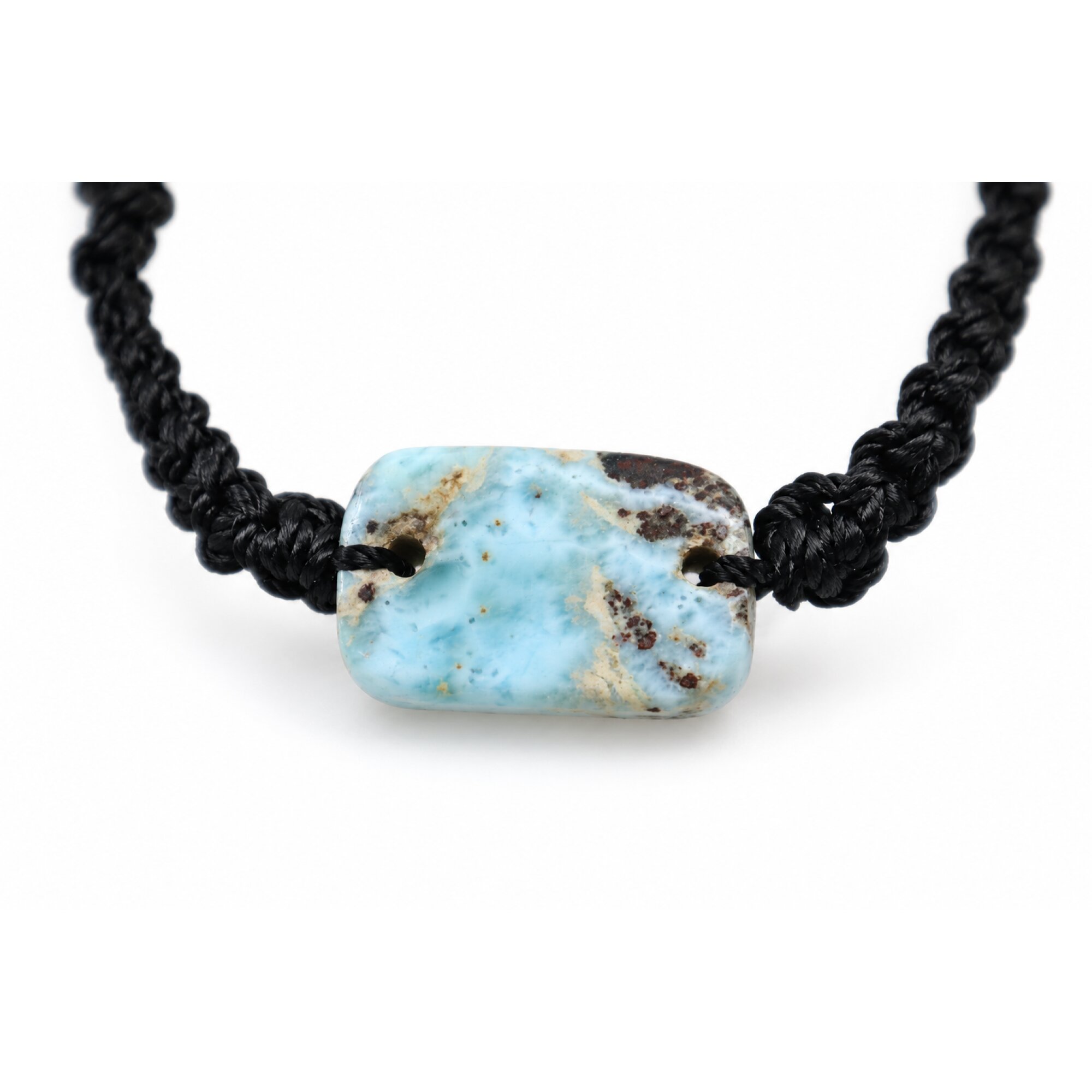 Real light blue Dominican Larimar macrame bracelet 22mm – photo 2