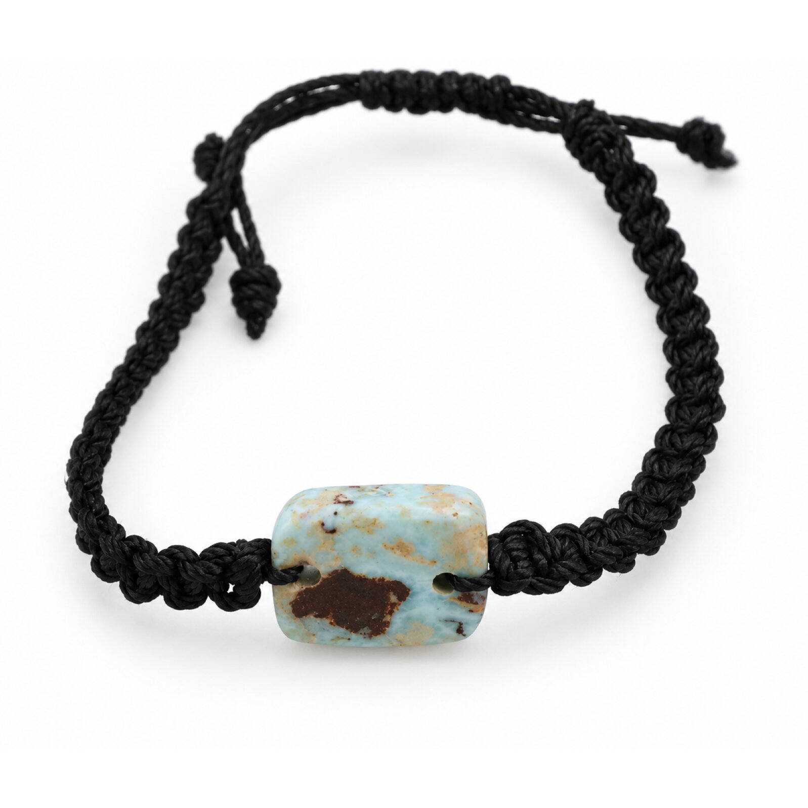 Real light blue Dominican Larimar macrame bracelet 18mm