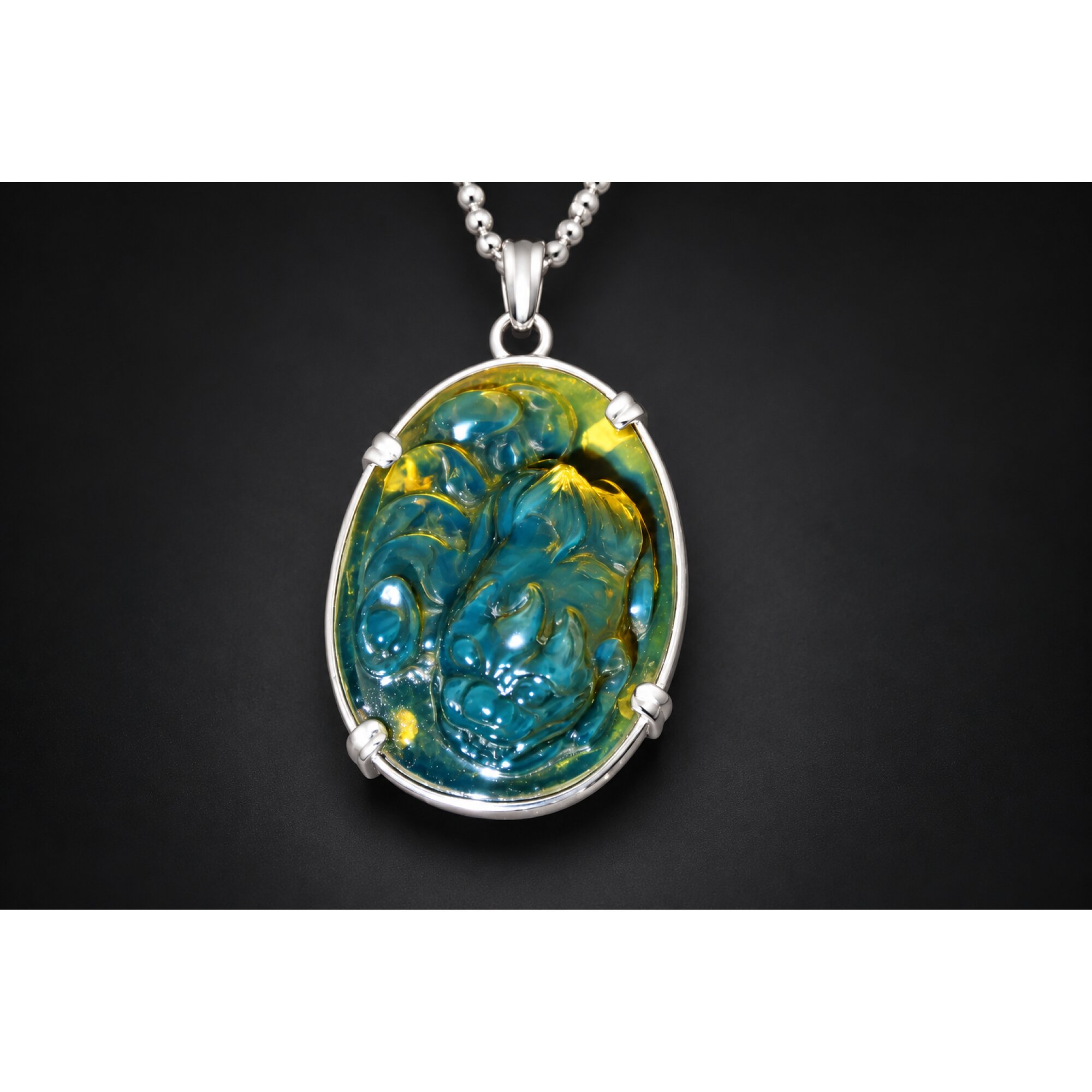 Earth mined sky blue Dominican amber sterling silver amber 55mm – photo 3