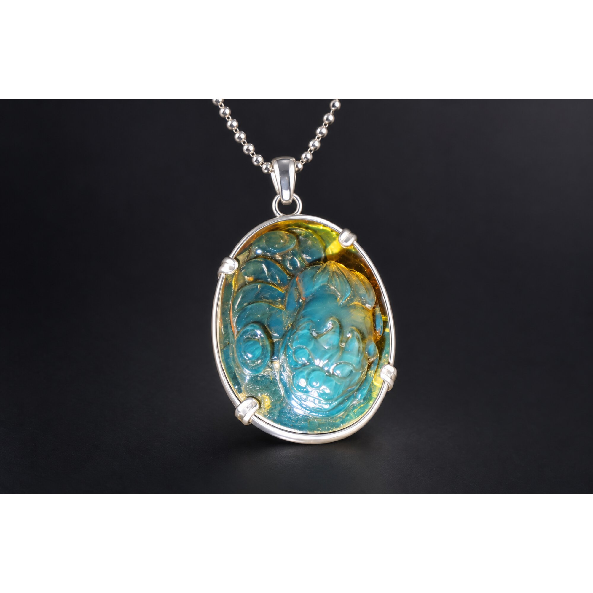 Earth mined sky blue Dominican amber sterling silver amber 55mm – photo 14