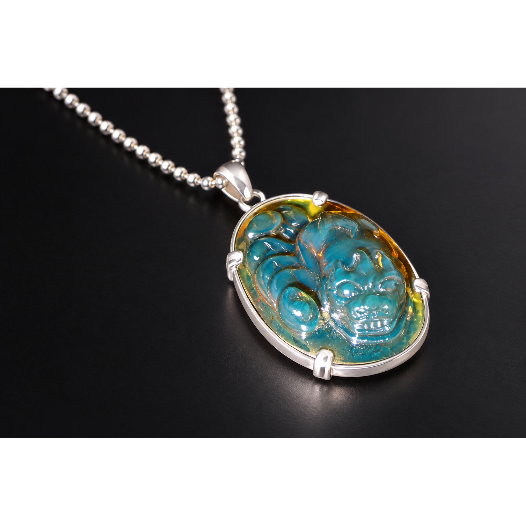 Earth mined sky blue Dominican amber sterling silver amber 55mm – photo 15