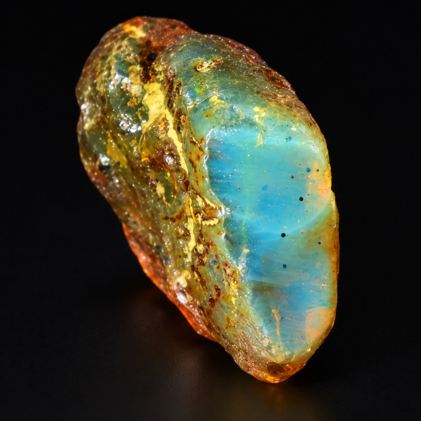 Earth mined sky blue rough specimen Dominican amber 8.7g