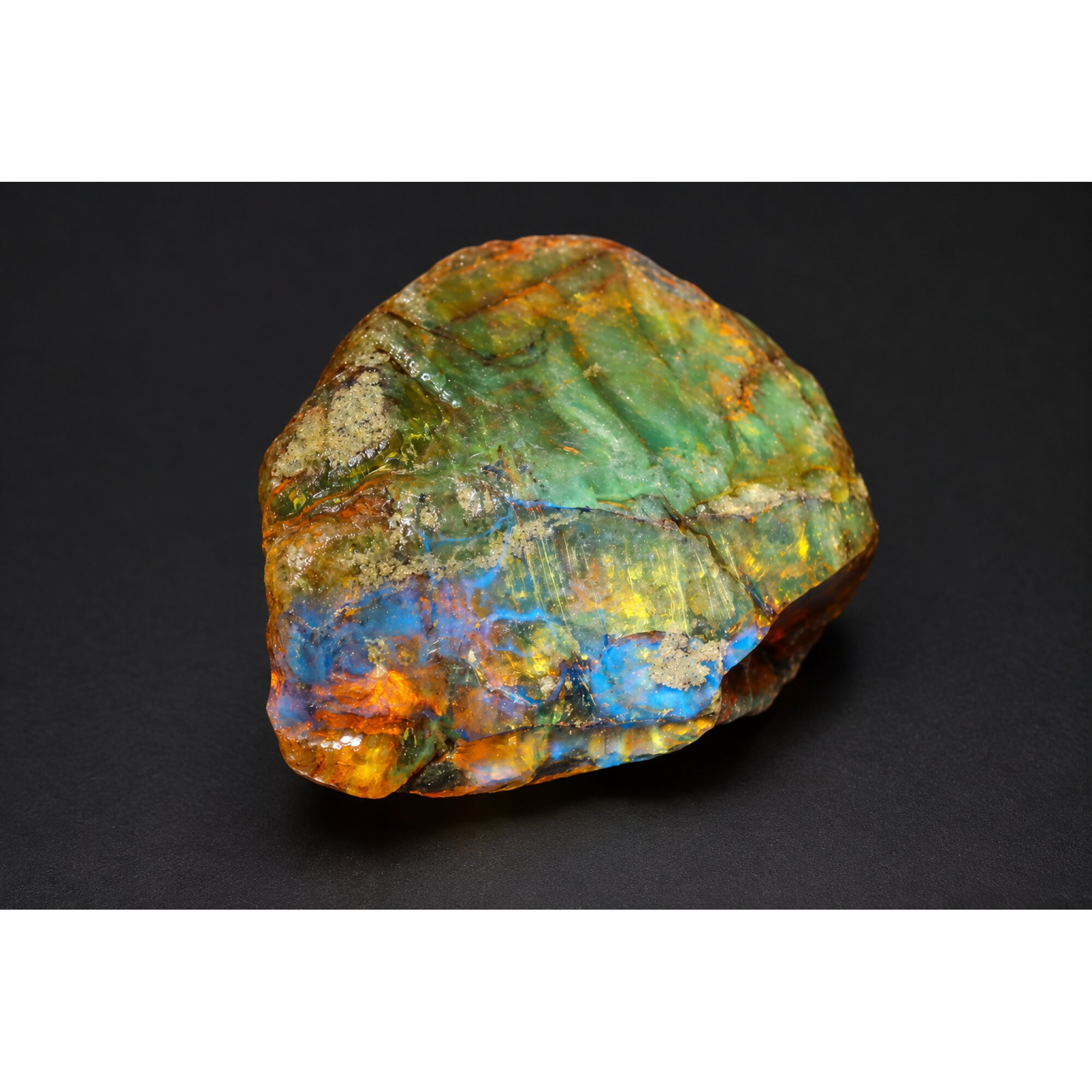 Untreated orange green rough specimen Dominican amber 45.1g – photo 2