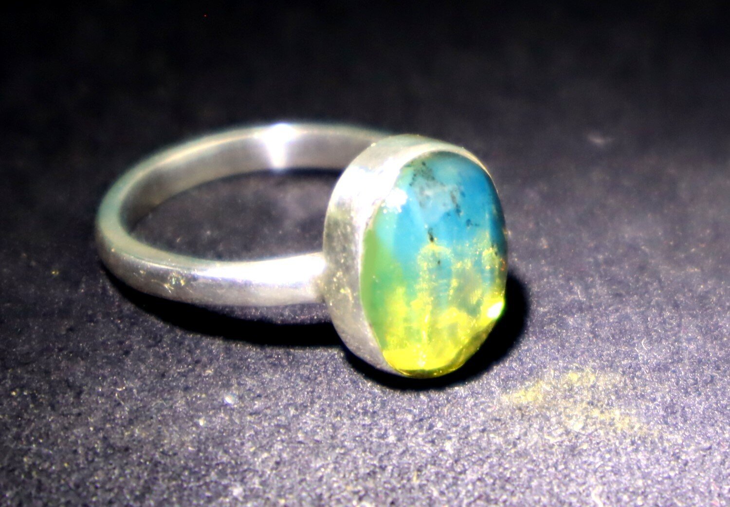 Exquisite Natural Clear Ocean Blue Amber .925 Sterling Silver Ring #6 – photo 6