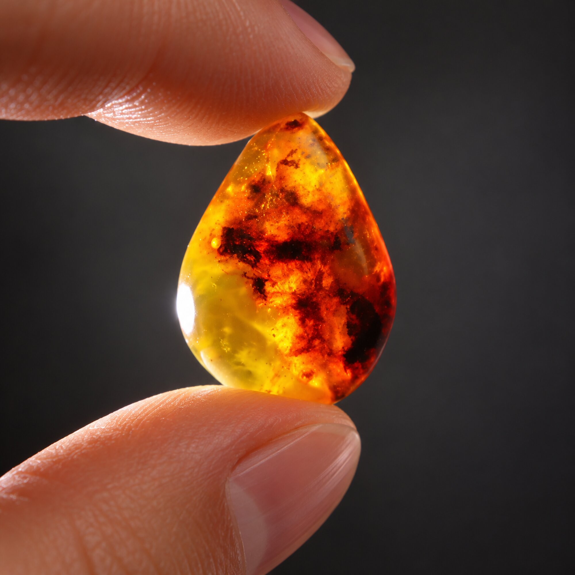 Untreated green orange polished Dominican amber 1.5g – photo 2