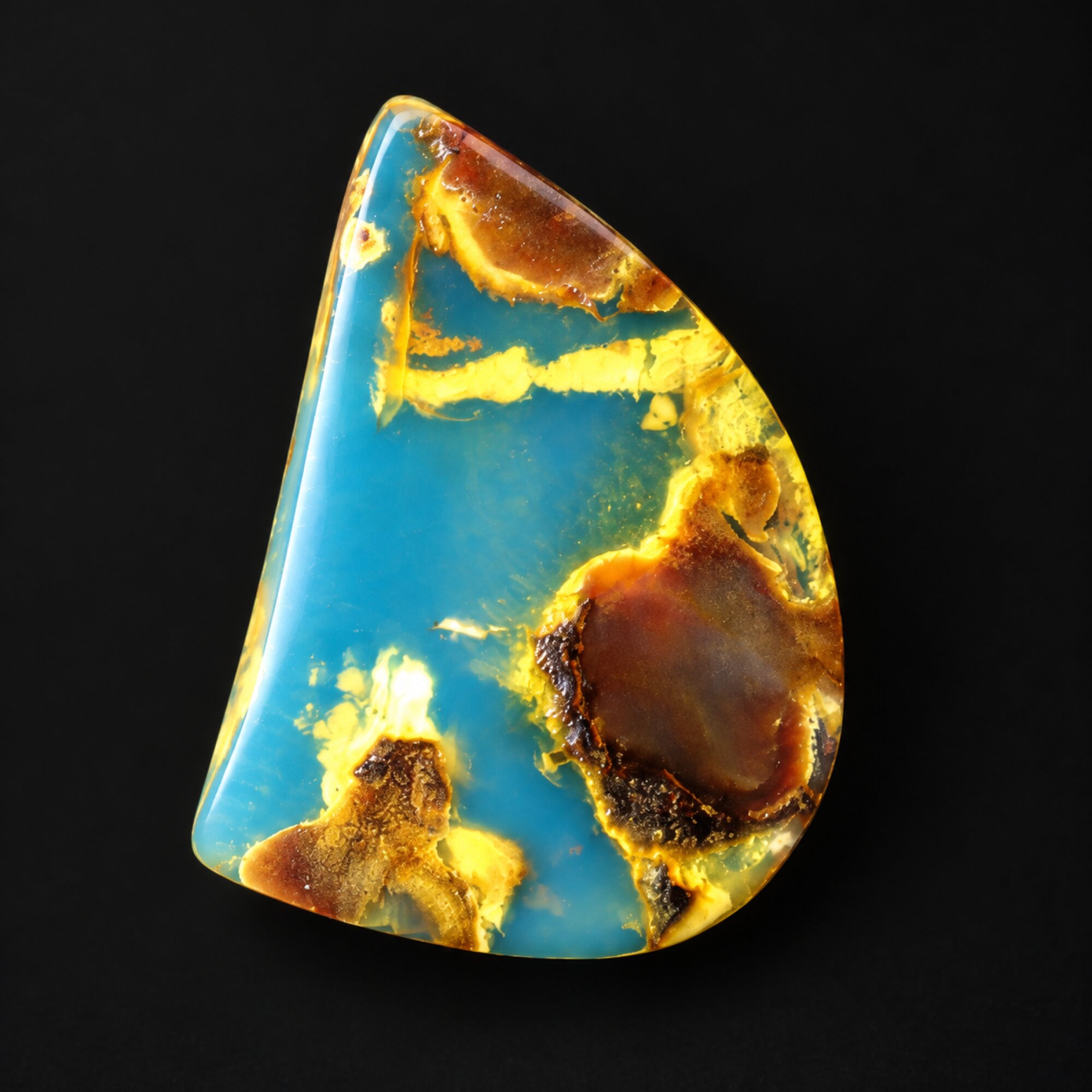 Handmade blue yellow polished Dominican amber 1.3g – photo 6