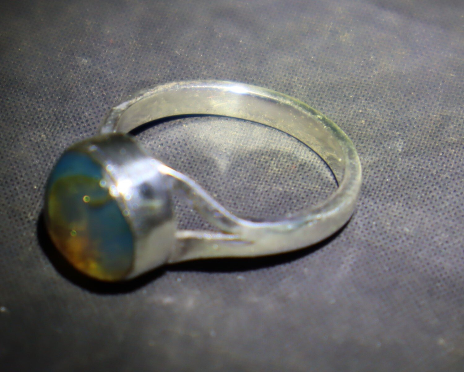 Lovely Natural Clear Sky Blue Amber .925 Sterling Silver Ring #6 free resizing – photo 7