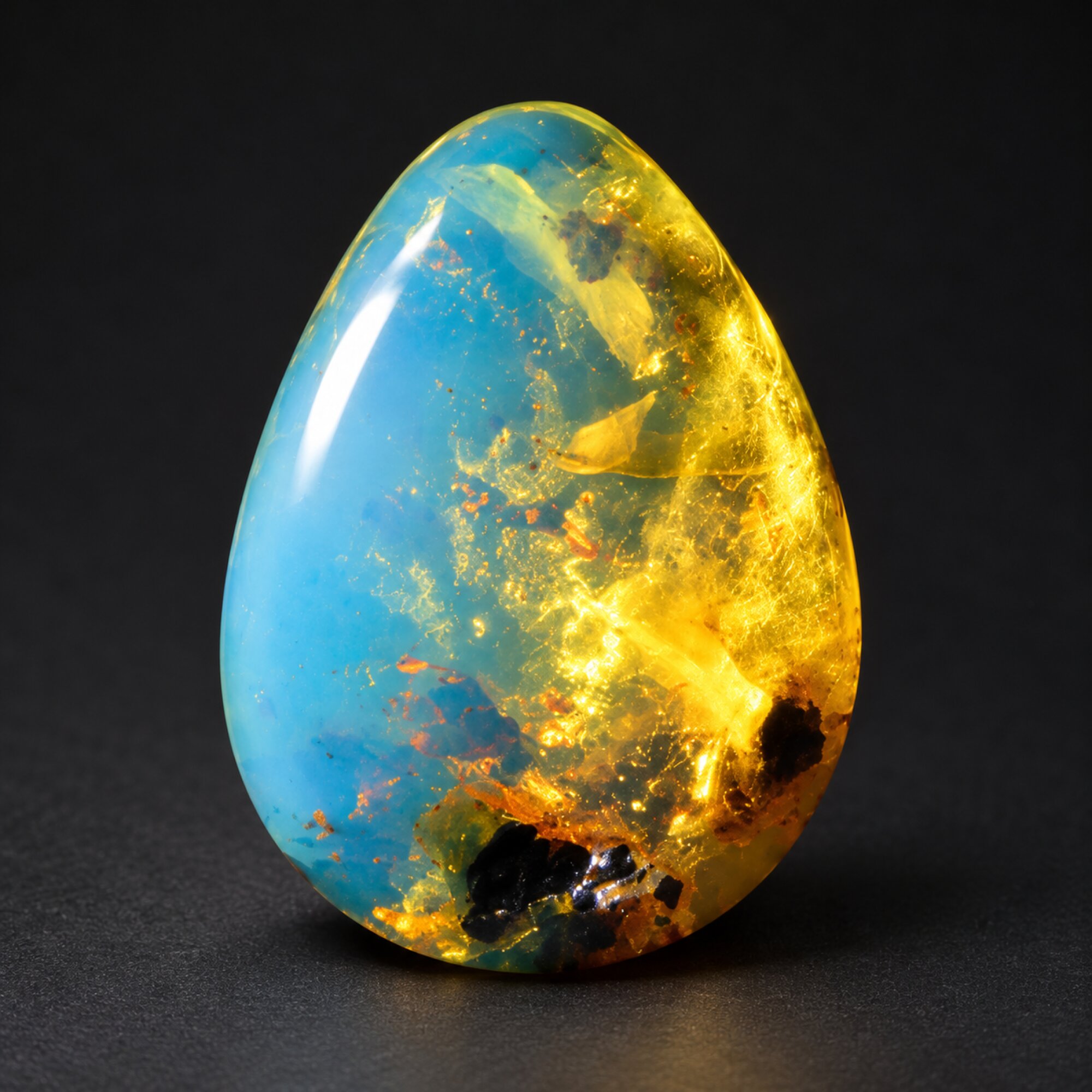 Natural orange blue polished Dominican amber – photo 8