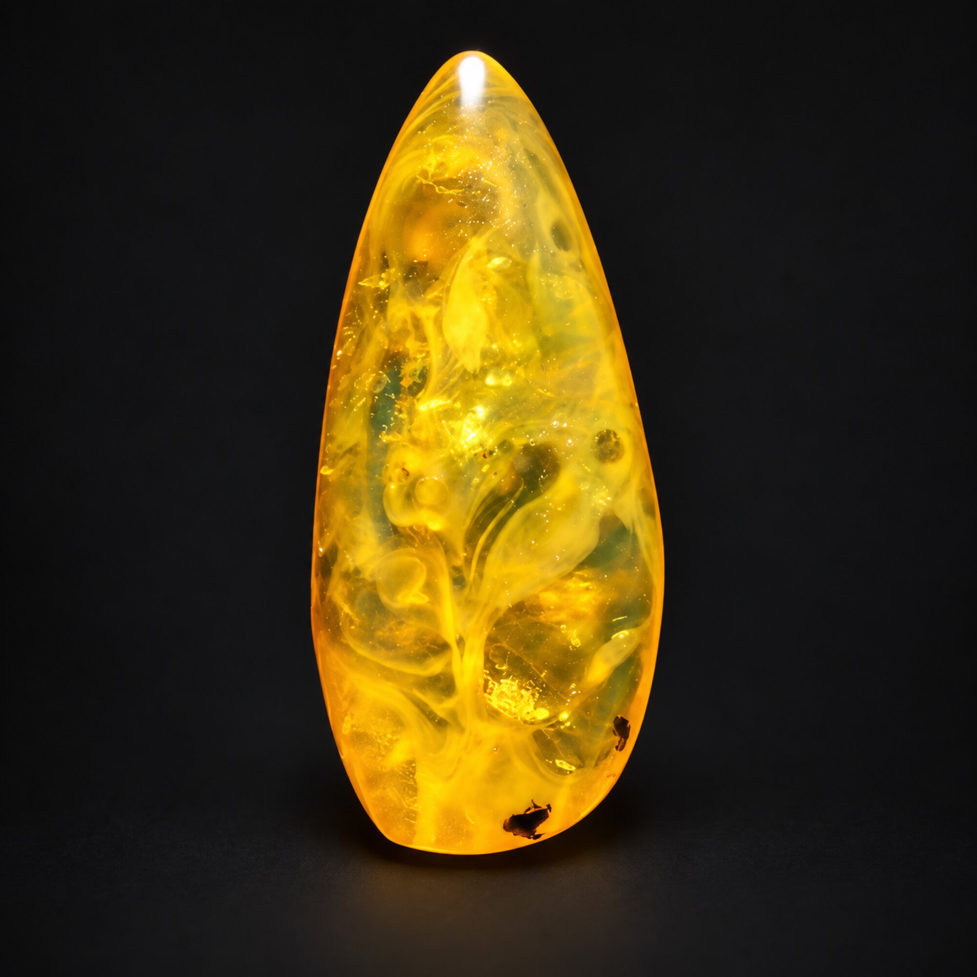 Natural yellow green polished Dominican amber – photo 8