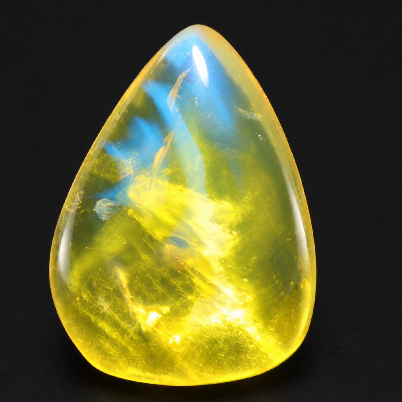 Genuine blue green polished Dominican amber