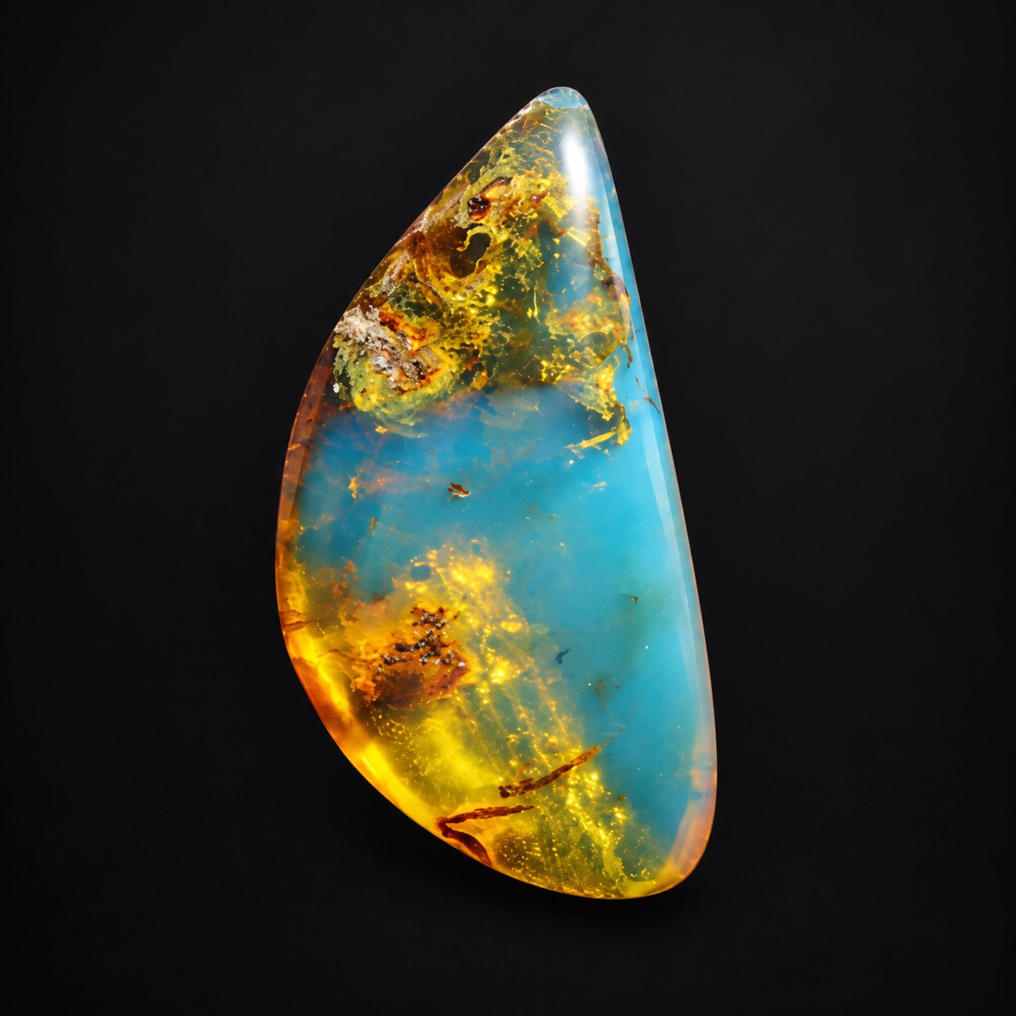 Pure natural deep blue polished Dominican amber – photo 2