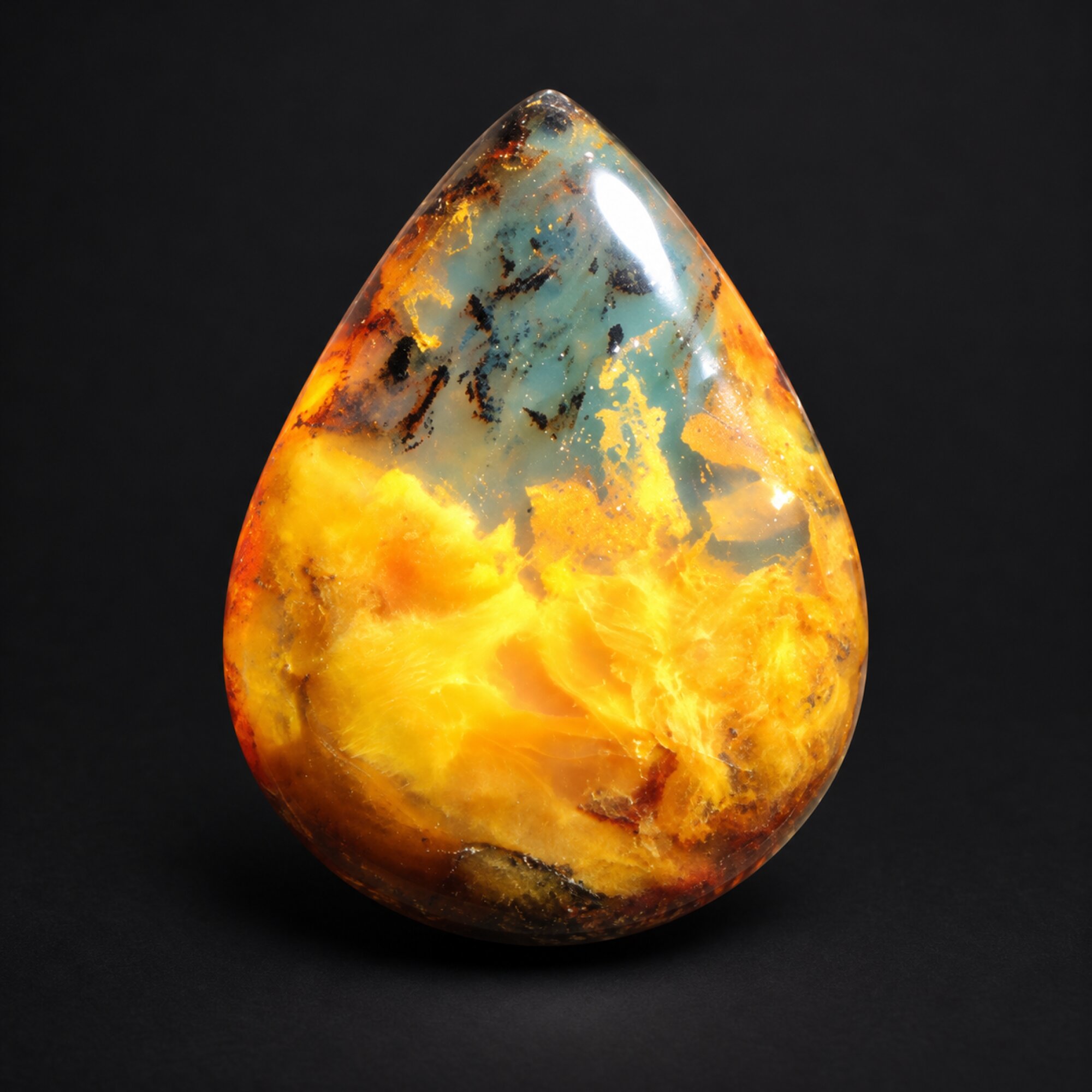 Pure natural deep blue polished Dominican amber – photo 3