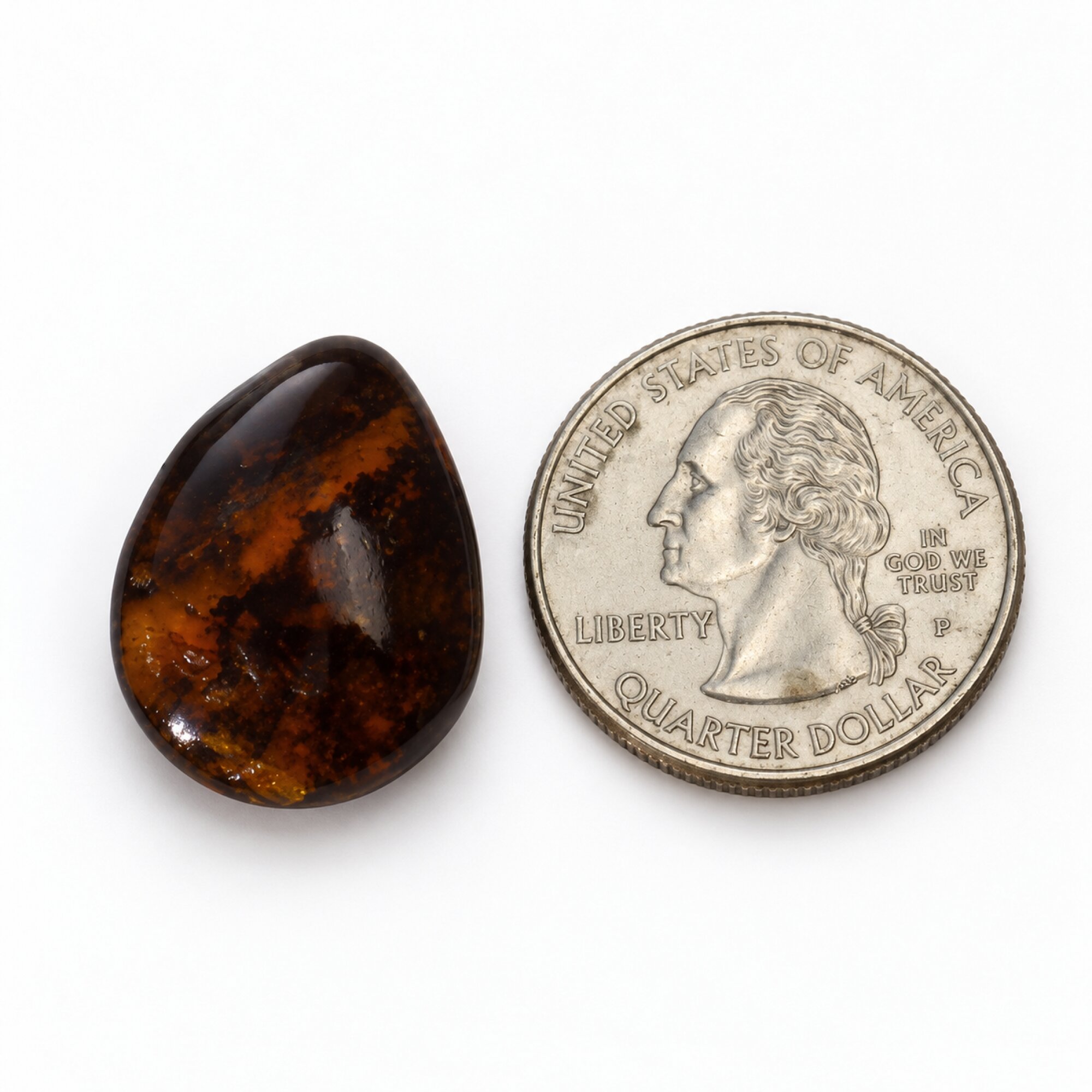 Natural orange green polished Dominican amber – photo 8