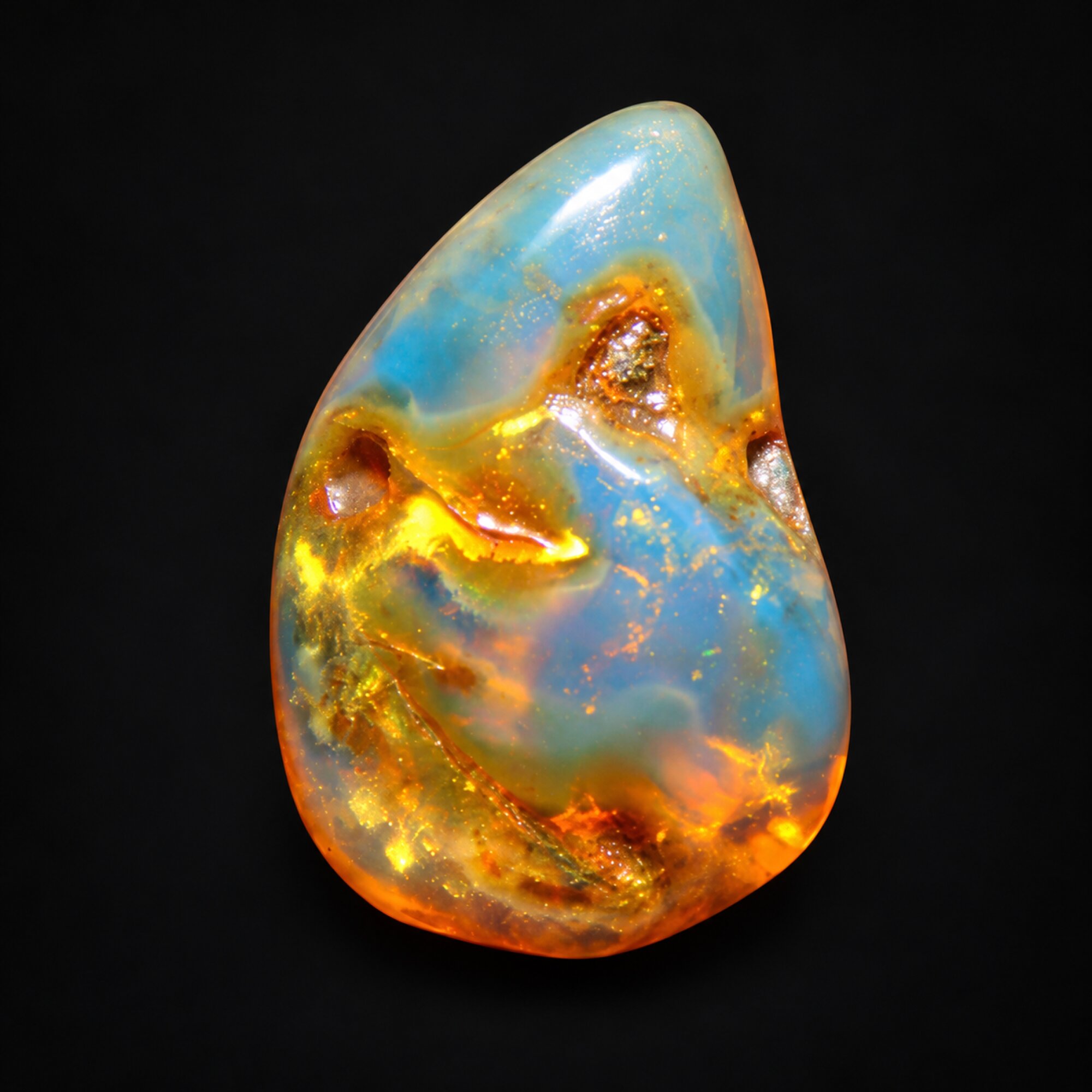 Natural yellow blue polished Dominican amber