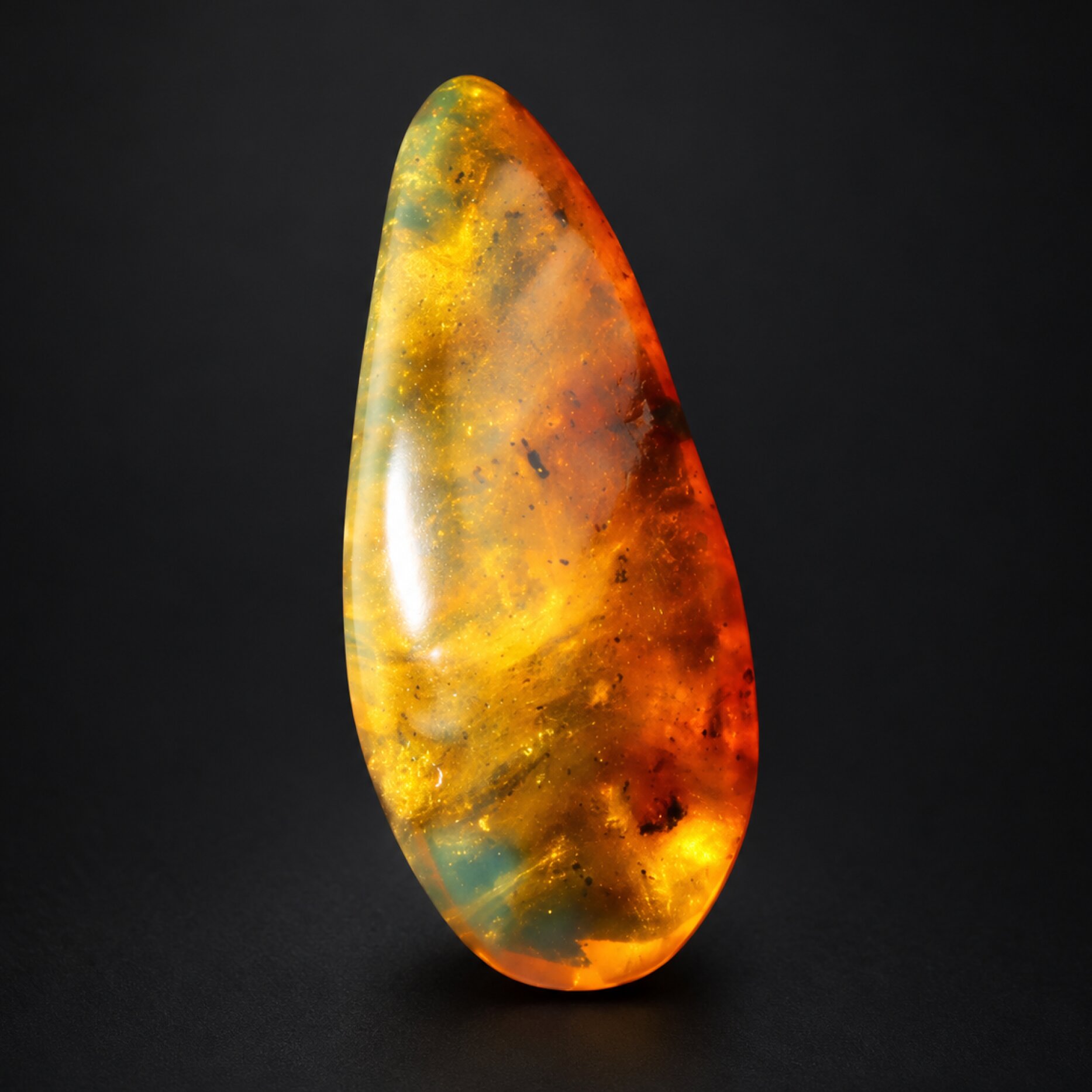 Pure natural orange blue polished Dominican amber