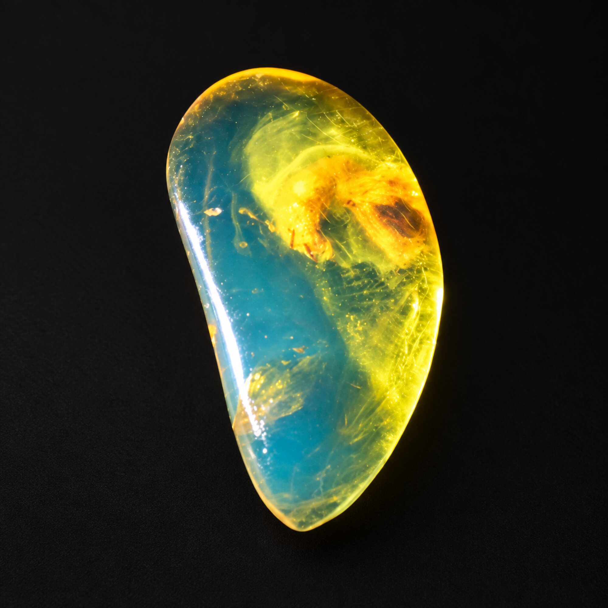 Untreated deep bkue Dominican amber cabochon – photo 2